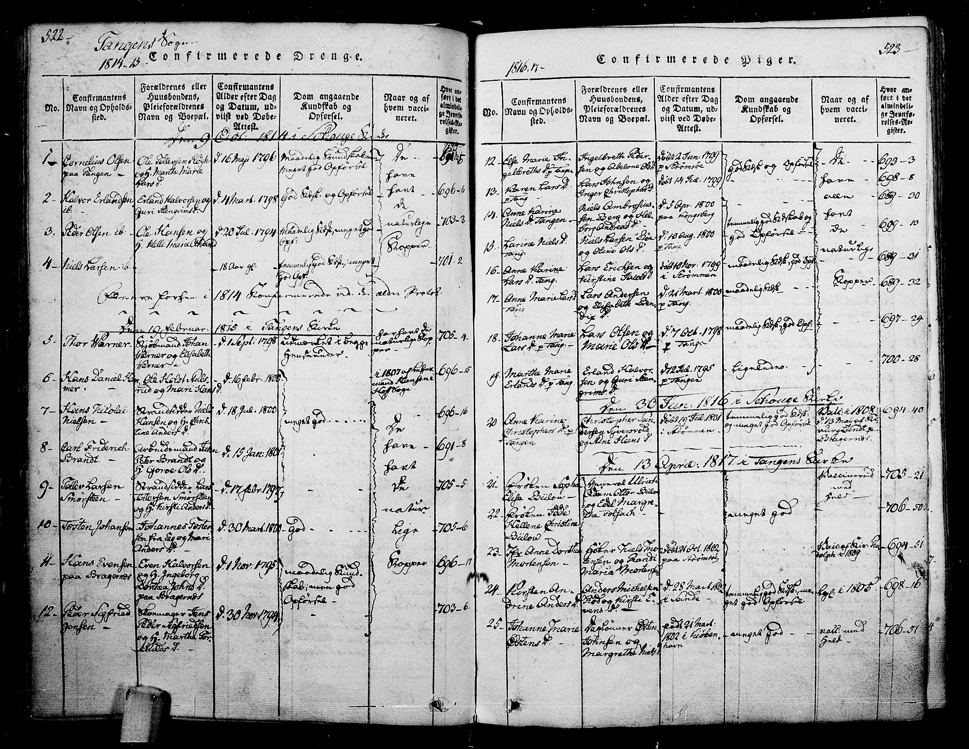 Skoger kirkebøker, SAKO/A-59/F/Fa/L0002: Parish register (official) no. I 2 /2, 1814-1842, p. 522-523