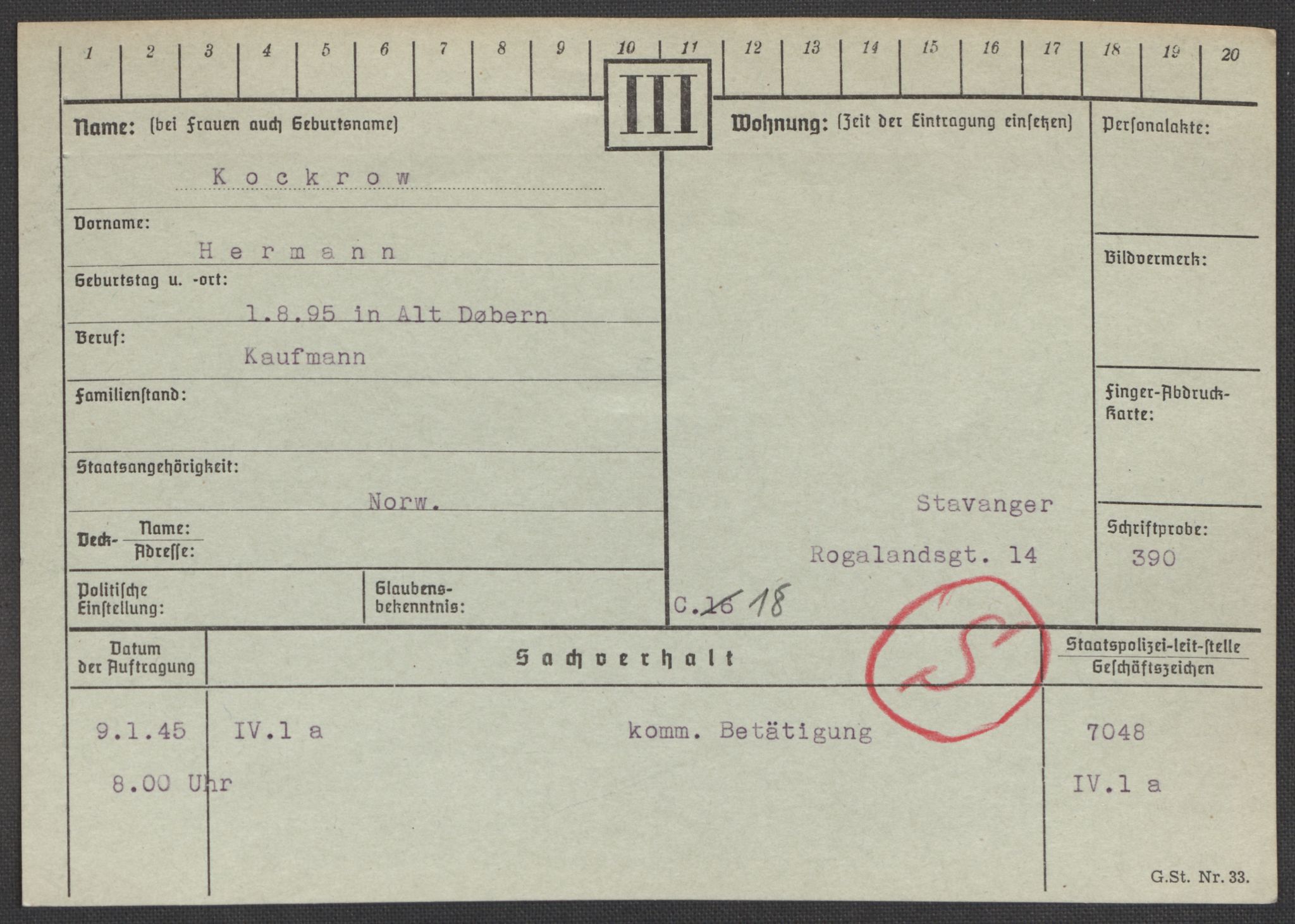 Befehlshaber der Sicherheitspolizei und des SD, AV/RA-RAFA-5969/E/Ea/Eaa/L0006: Register over norske fanger i Møllergata 19: Kj-Lund, 1940-1945, p. 224