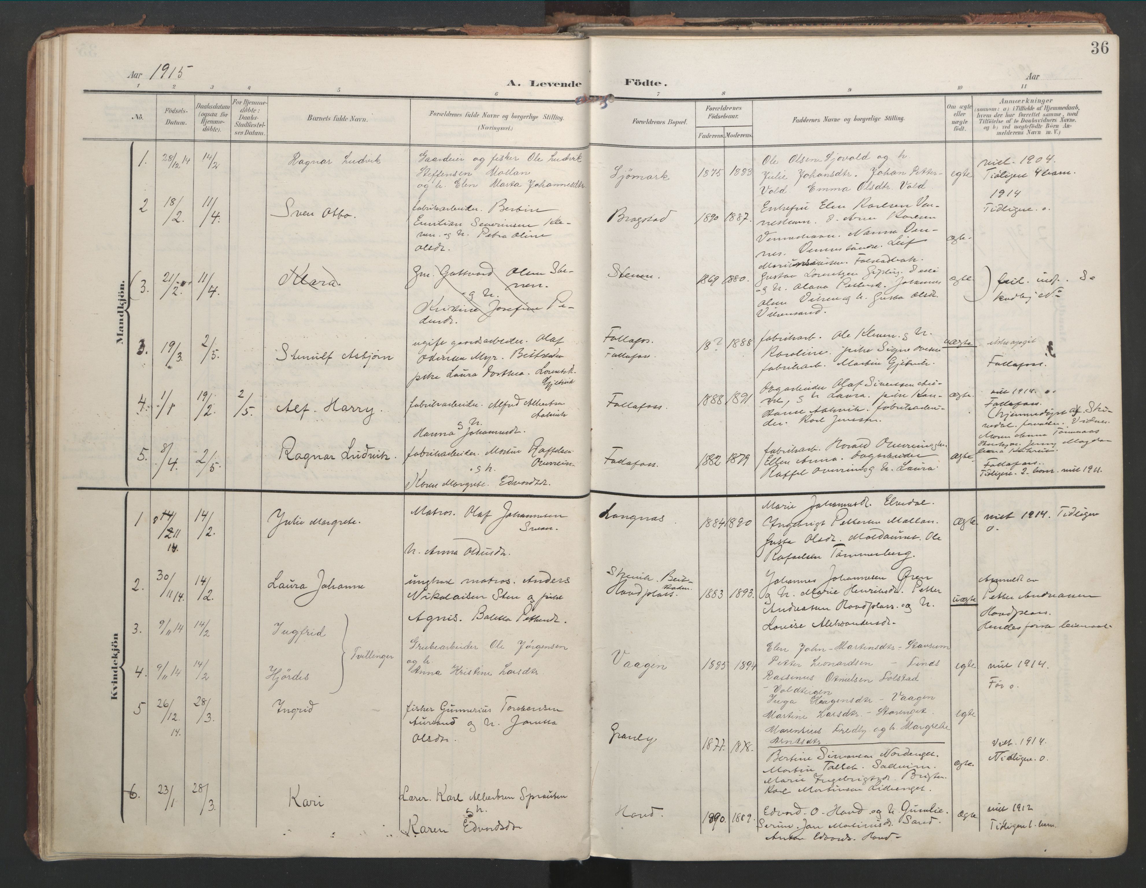 Ministerialprotokoller, klokkerbøker og fødselsregistre - Nord-Trøndelag, SAT/A-1458/744/L0421: Parish register (official) no. 744A05, 1905-1930, p. 36