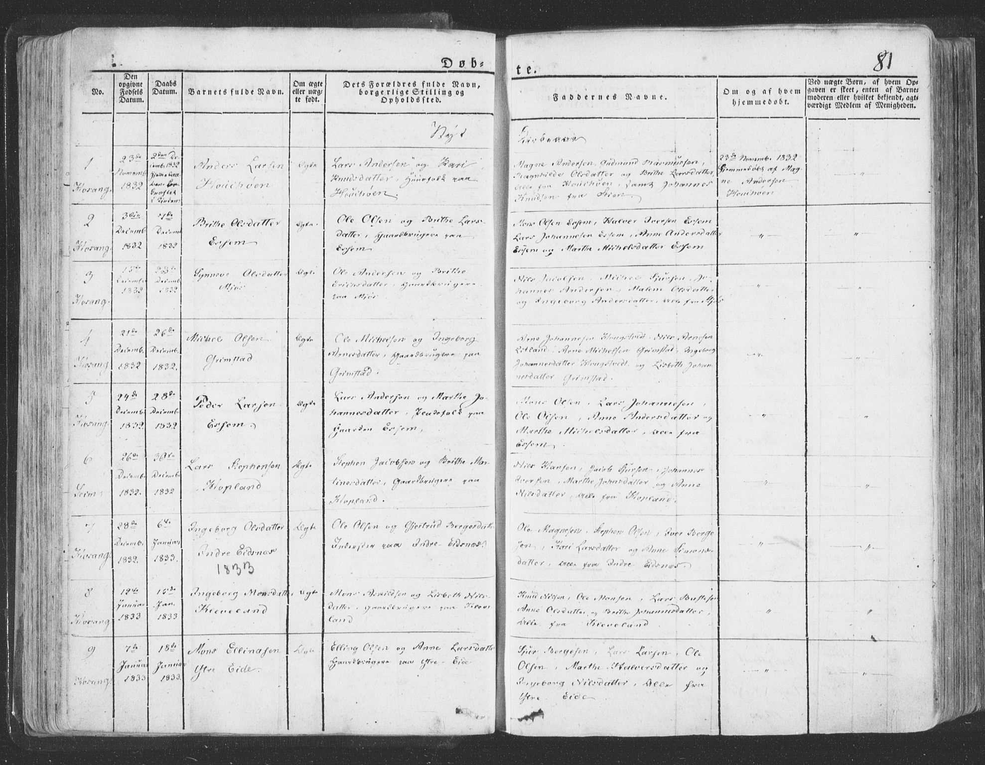 Hosanger sokneprestembete, AV/SAB-A-75801/H/Haa: Parish register (official) no. A 6, 1824-1835, p. 81