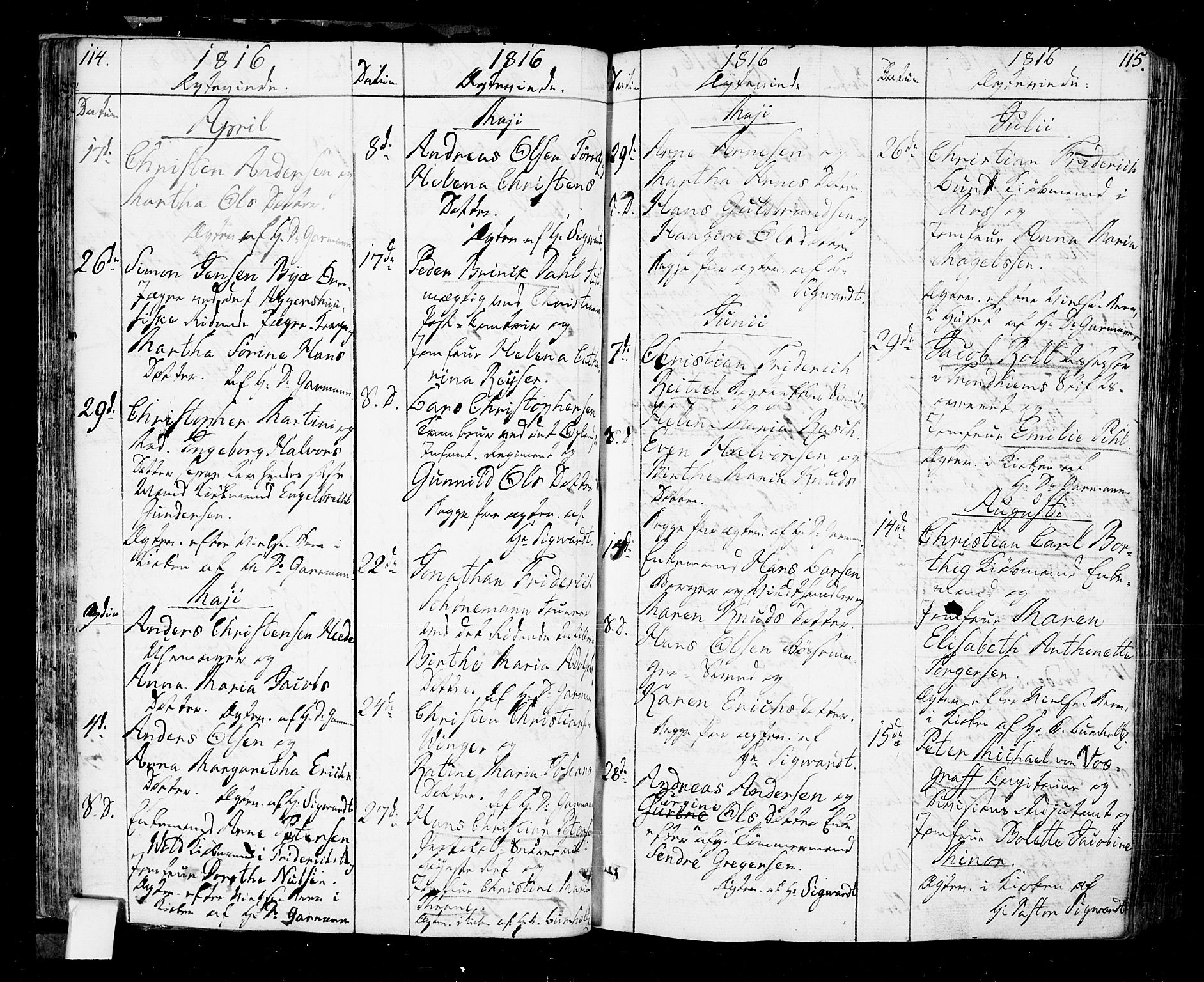 Oslo domkirke Kirkebøker, SAO/A-10752/F/Fa/L0006: Parish register (official) no. 6, 1807-1817, p. 114-115