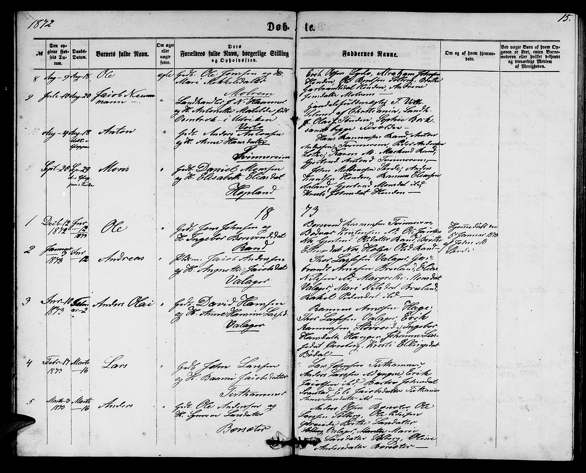 Innvik sokneprestembete, SAB/A-80501: Parish register (copy) no. C 2, 1864-1882, p. 15