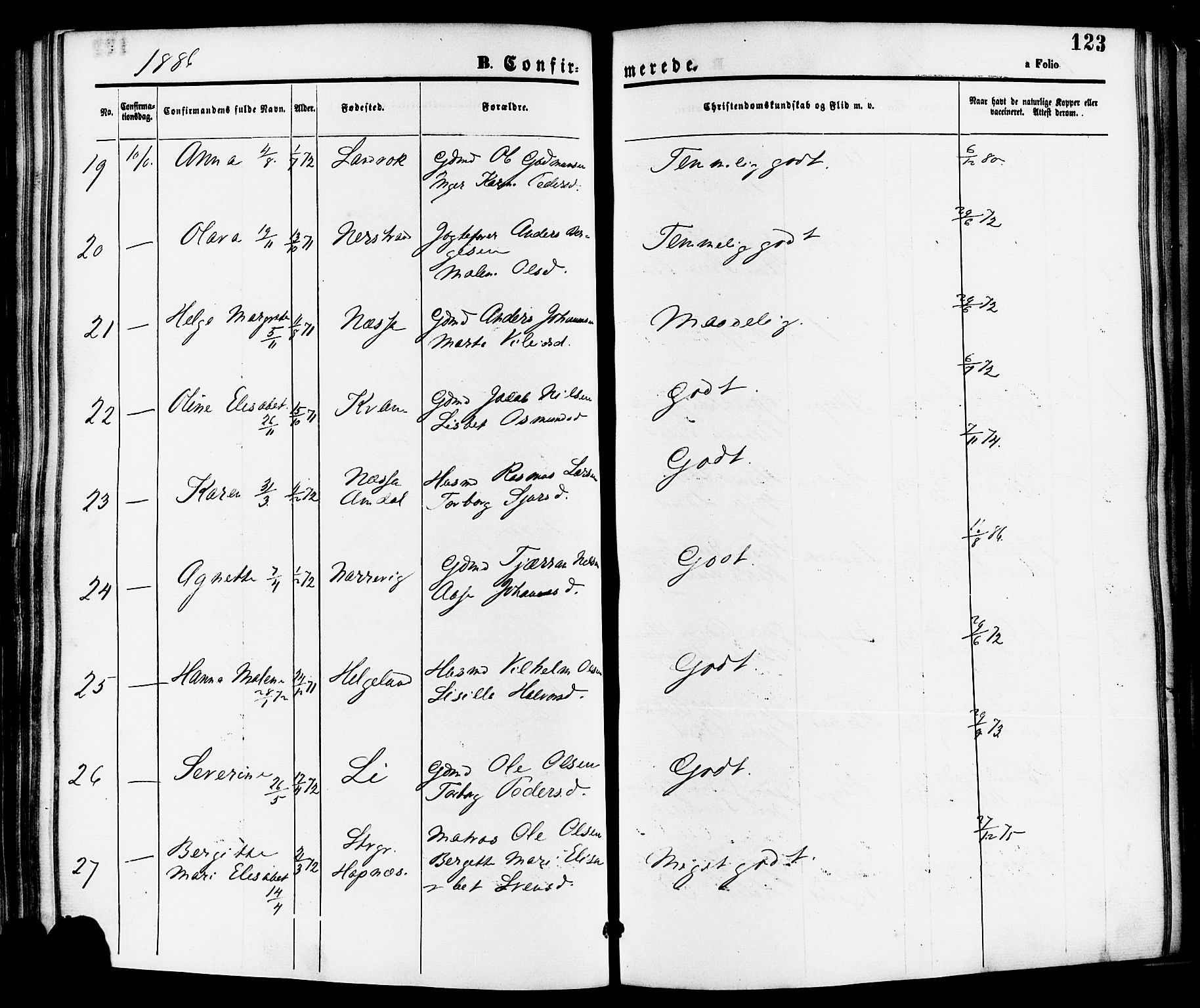 Nedstrand sokneprestkontor, SAST/A-101841/01/IV: Parish register (official) no. A 11, 1877-1887, p. 123