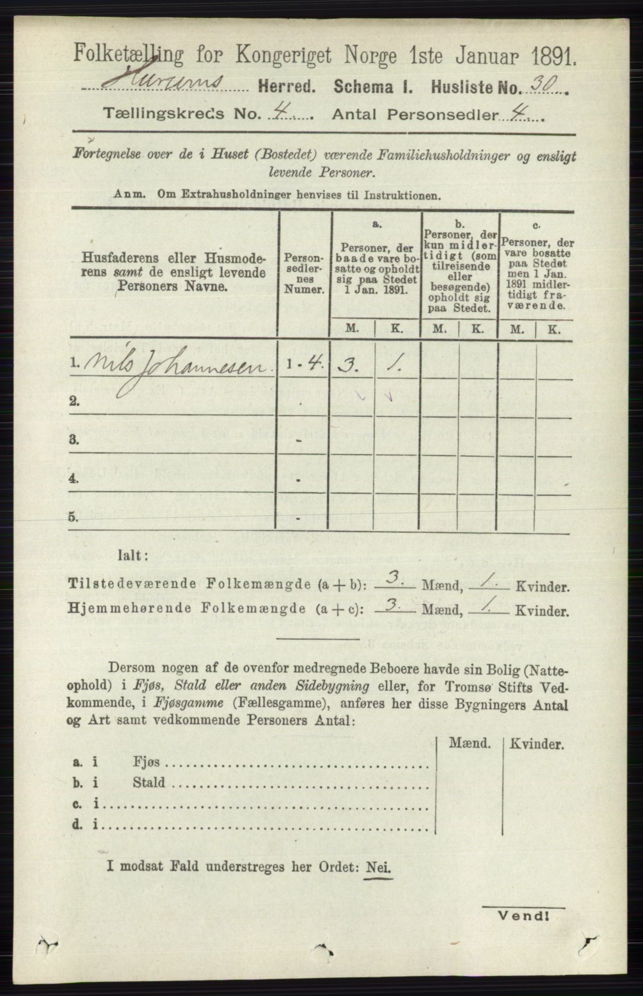 RA, 1891 census for 0628 Hurum, 1891, p. 1149