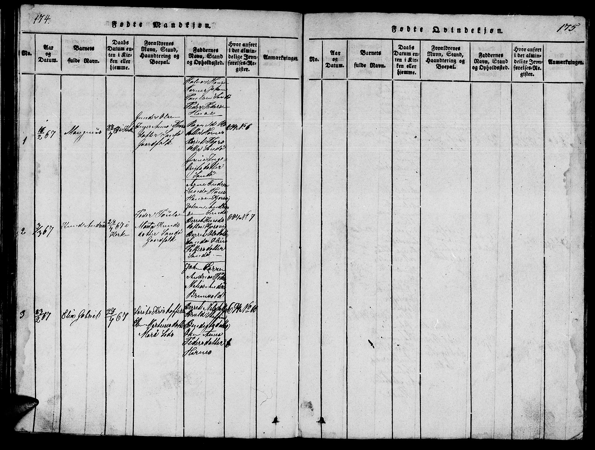 Ministerialprotokoller, klokkerbøker og fødselsregistre - Møre og Romsdal, AV/SAT-A-1454/561/L0731: Parish register (copy) no. 561C01, 1817-1867, p. 174-175