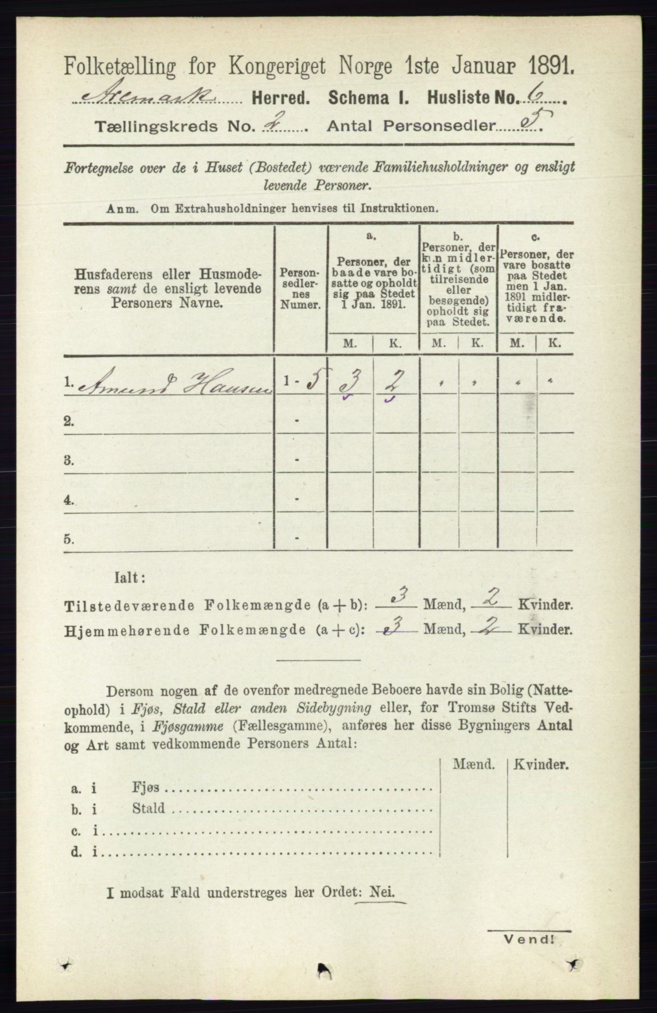 RA, 1891 census for 0118 Aremark, 1891, p. 785