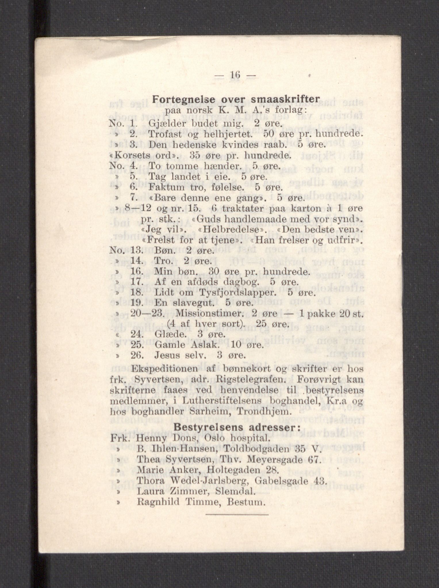 Kvinnelige Misjonsarbeidere, AV/RA-PA-0699/F/Fa/L0001/0007: -- / Årsmeldinger, trykte, 1906-1915