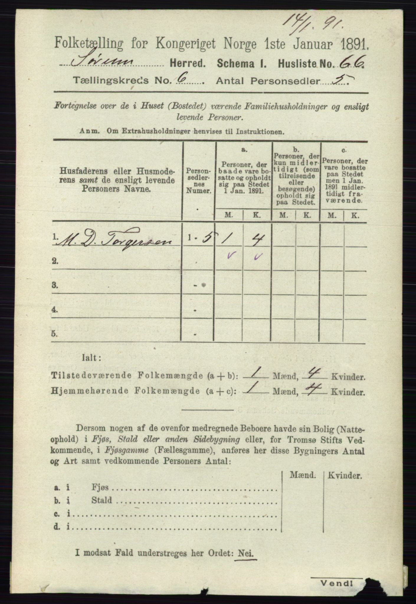 RA, 1891 census for 0226 Sørum, 1891, p. 2687