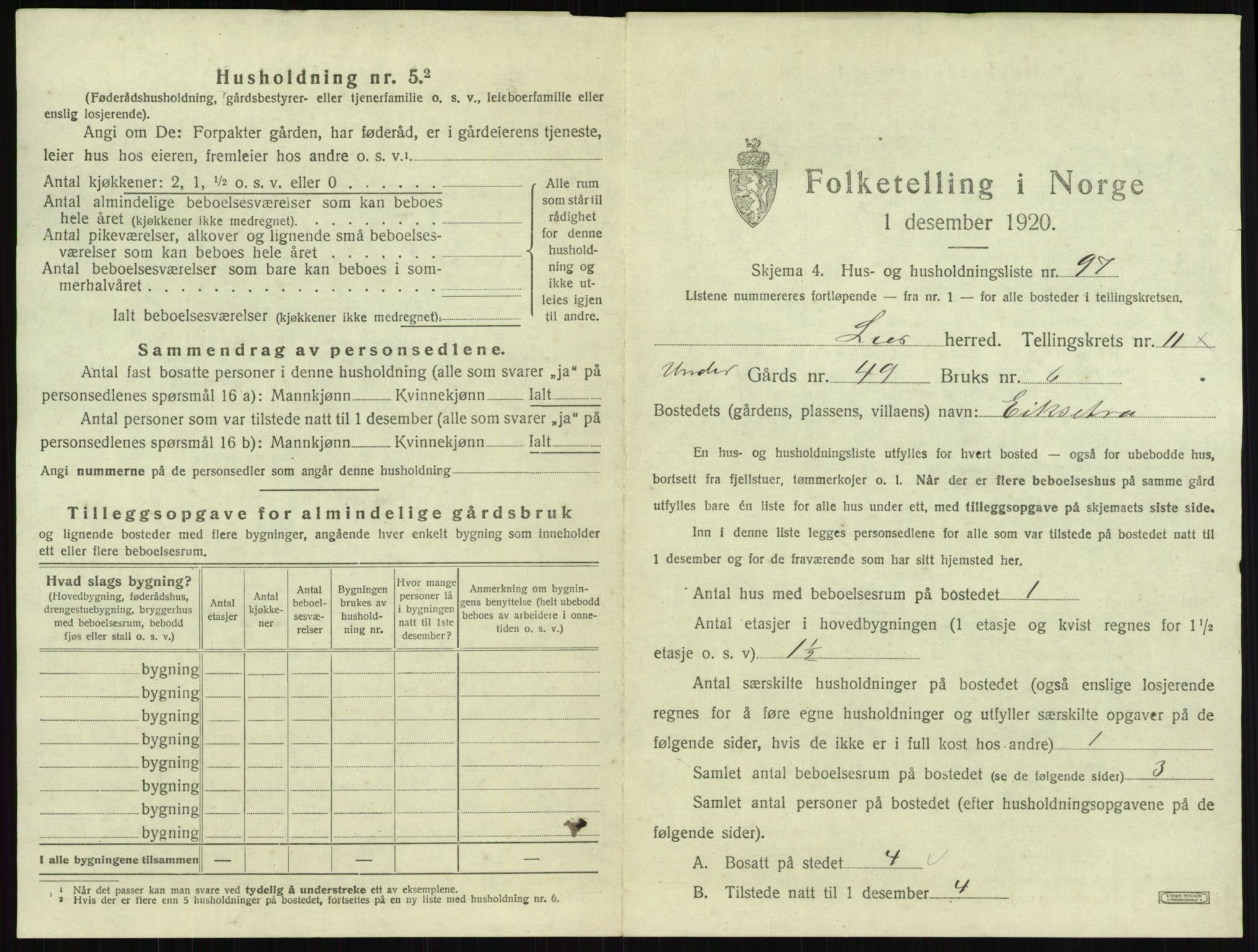 SAKO, 1920 census for Lier, 1920, p. 1802