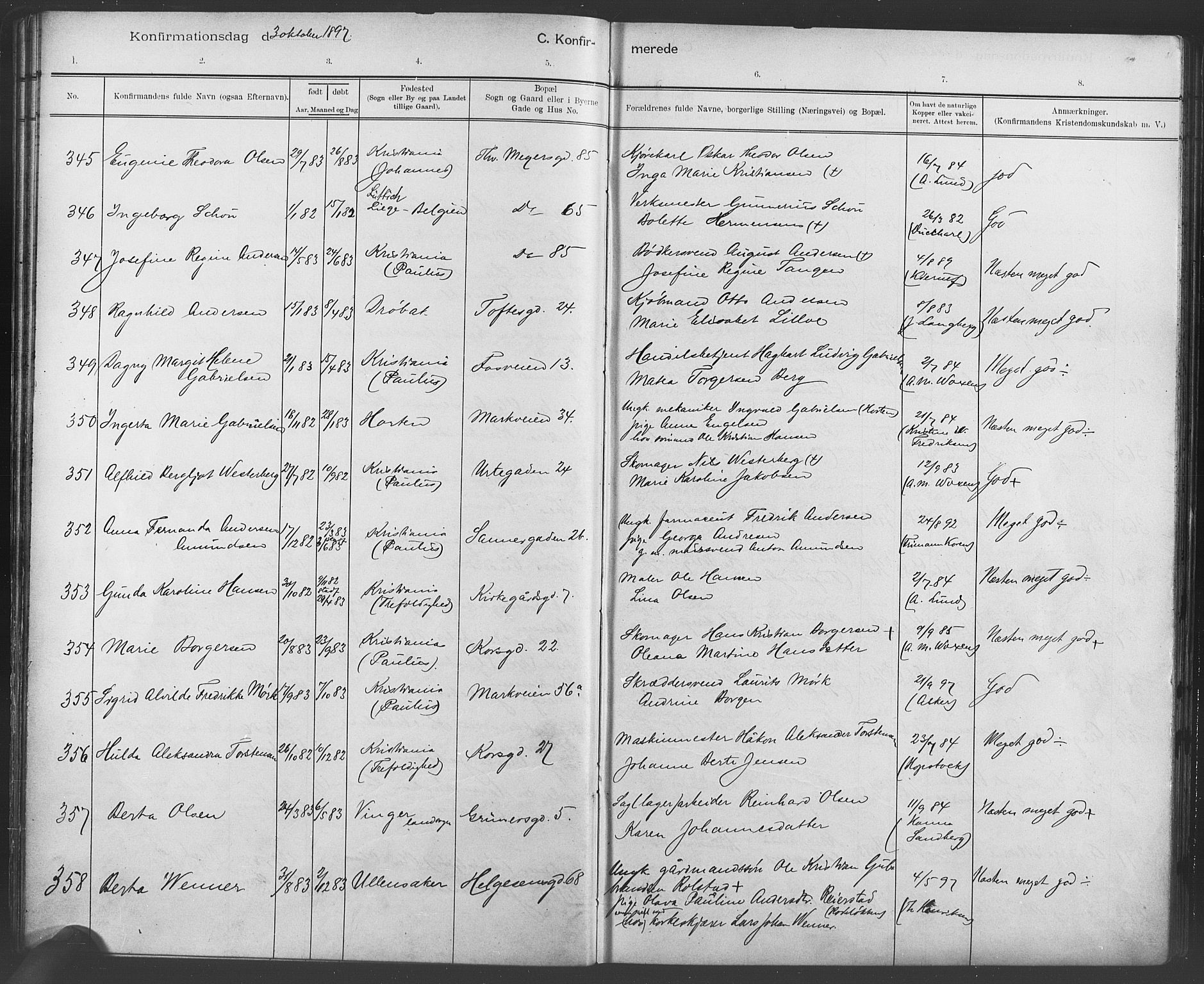 Paulus prestekontor Kirkebøker, AV/SAO-A-10871/F/Fa/L0007: Parish register (official) no. 7, 1897-1915