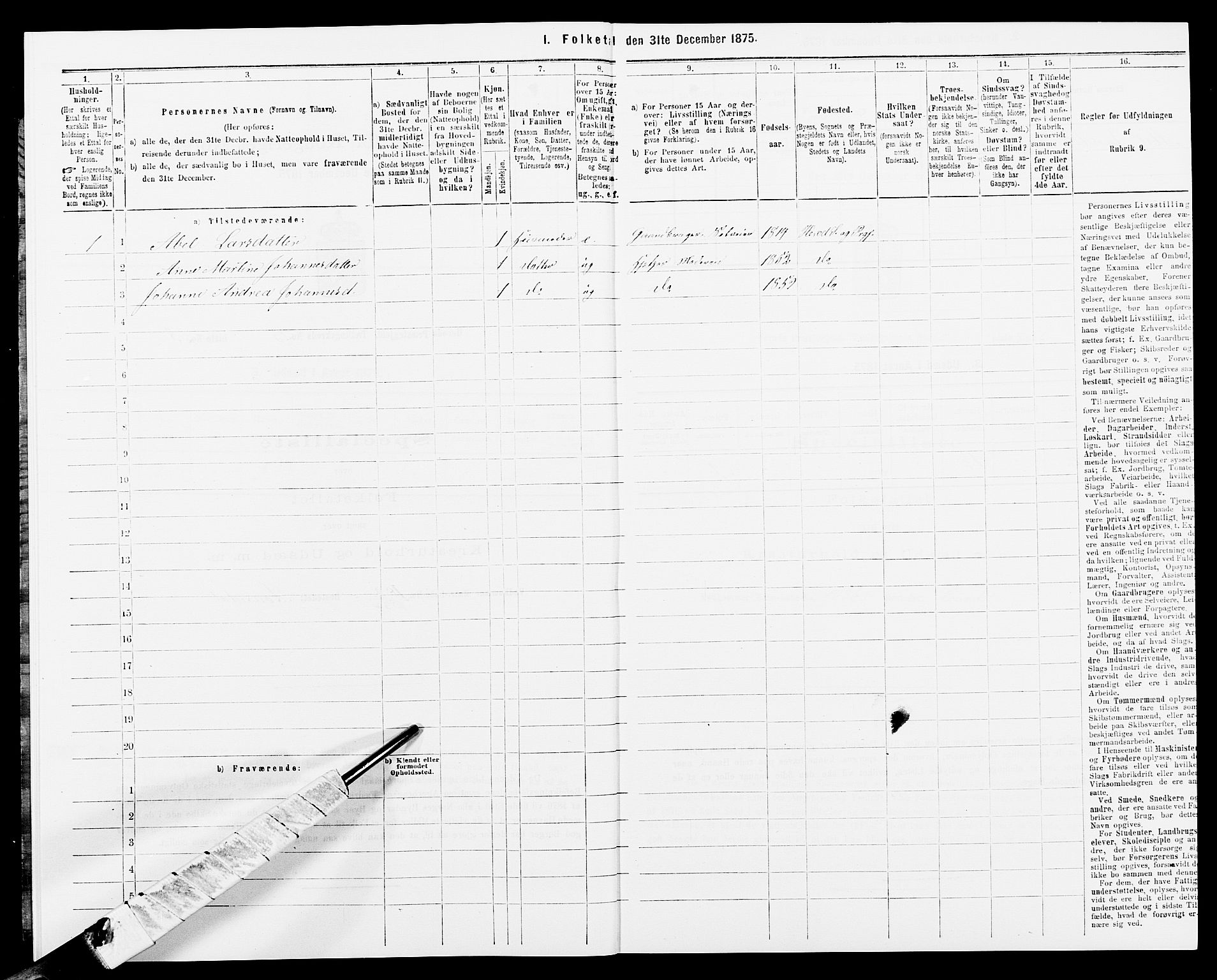 SAK, 1875 census for 1039P Herad, 1875, p. 339