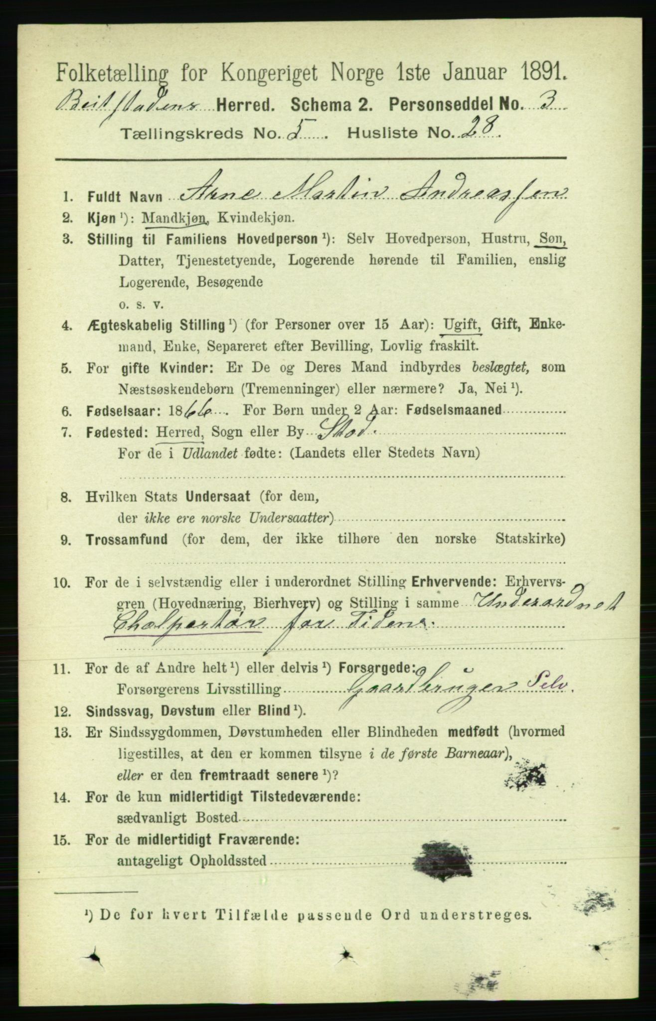 RA, 1891 census for 1727 Beitstad, 1891, p. 1434
