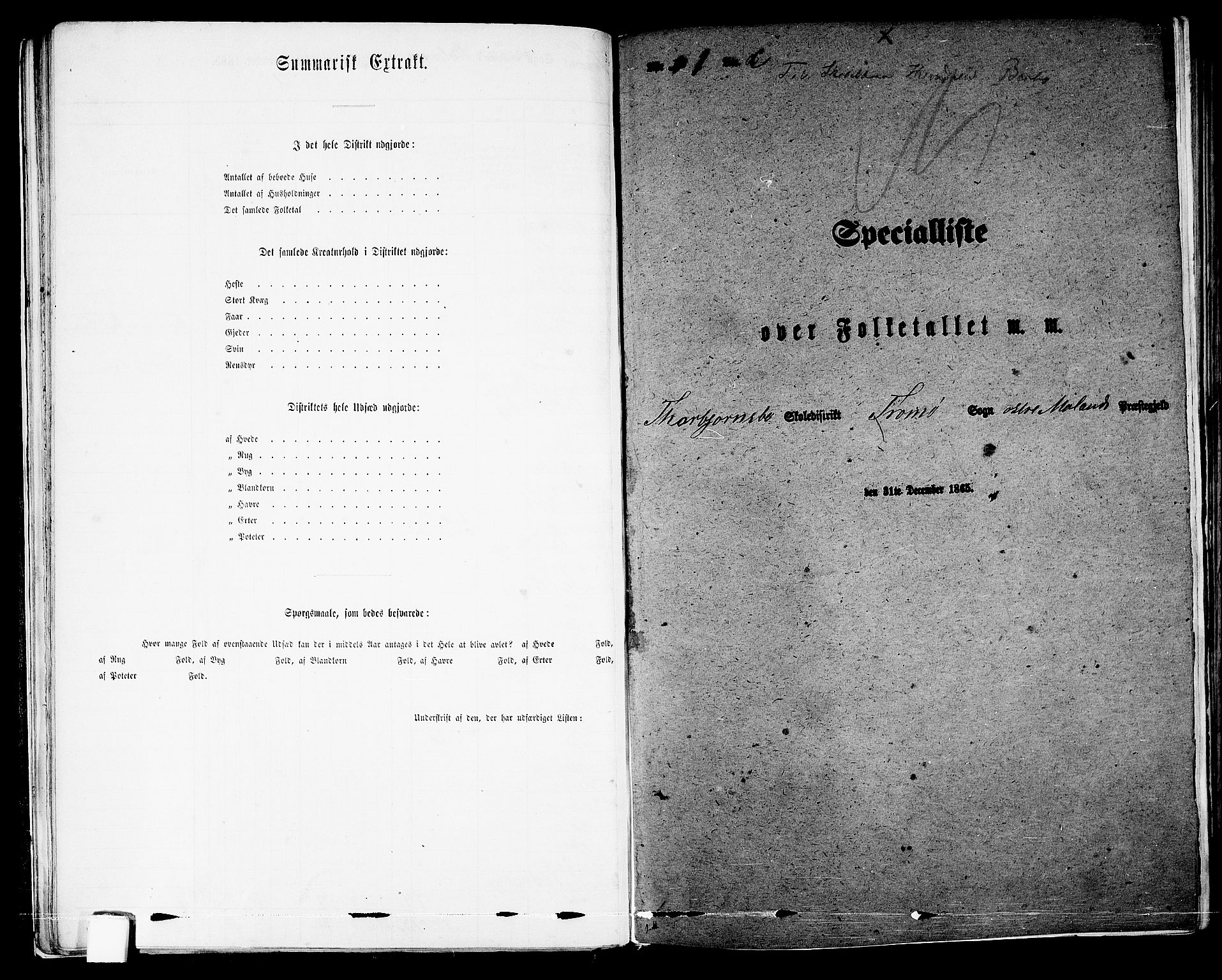 RA, 1865 census for Austre Moland, 1865, p. 43