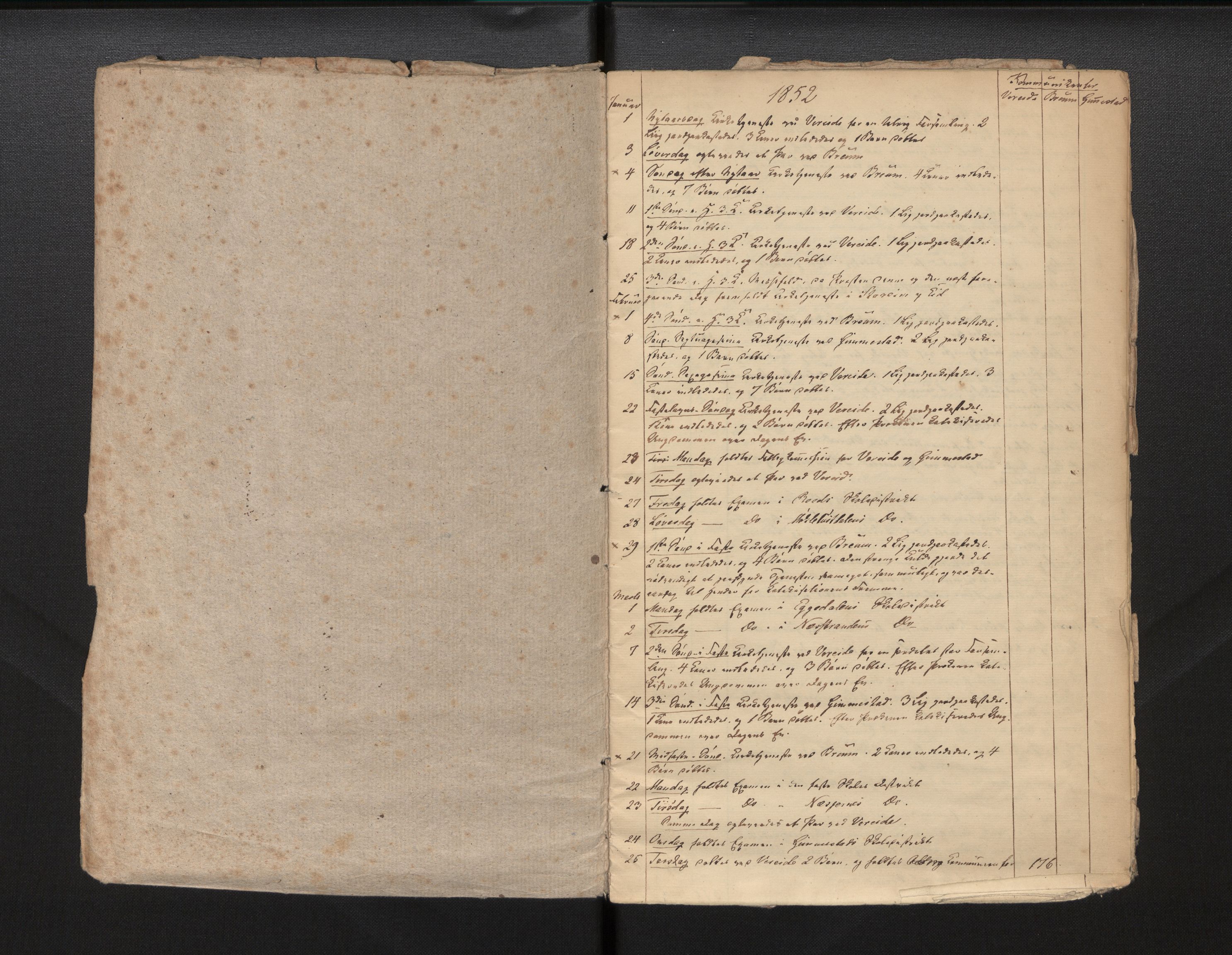 Gloppen sokneprestembete, SAB/A-80101/H/Haa/Haaf/L0001: Diary records no. F 1, 1852-1854