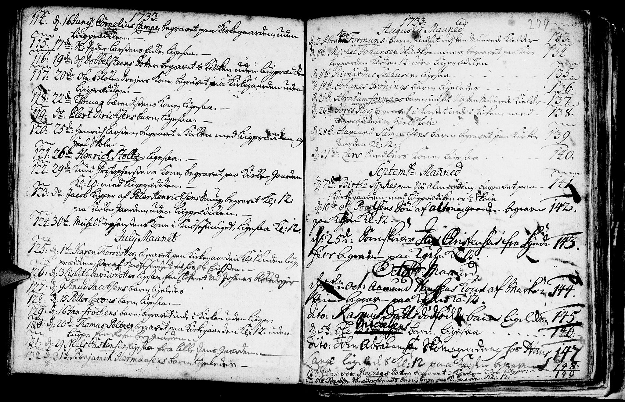 Nykirken Sokneprestembete, SAB/A-77101/H/Haa/L0009: Parish register (official) no. A 9, 1689-1759, p. 274