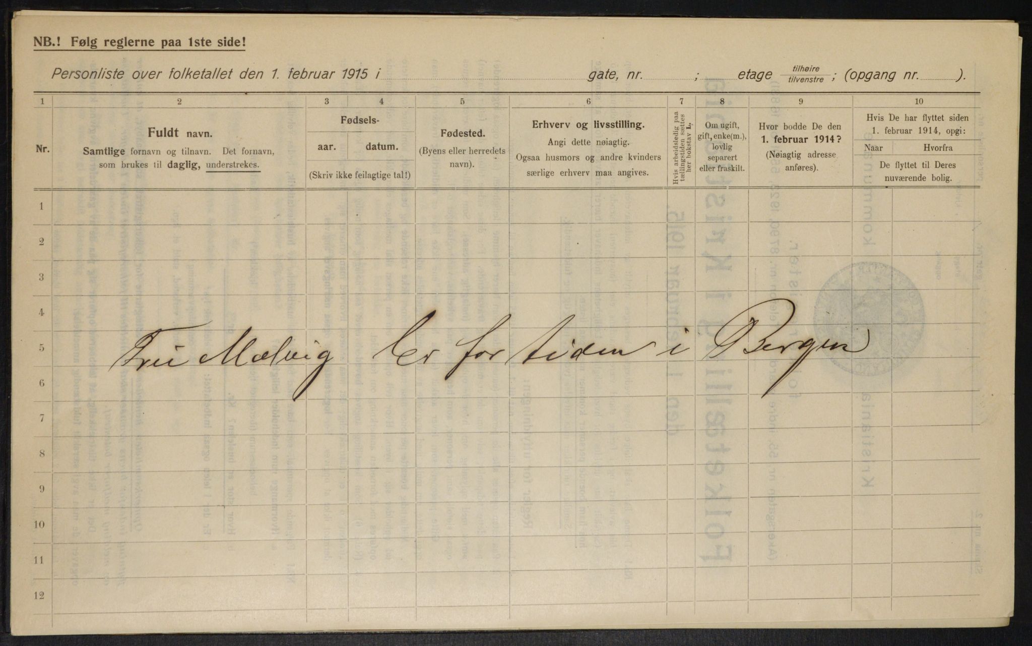 OBA, Municipal Census 1915 for Kristiania, 1915, p. 7954