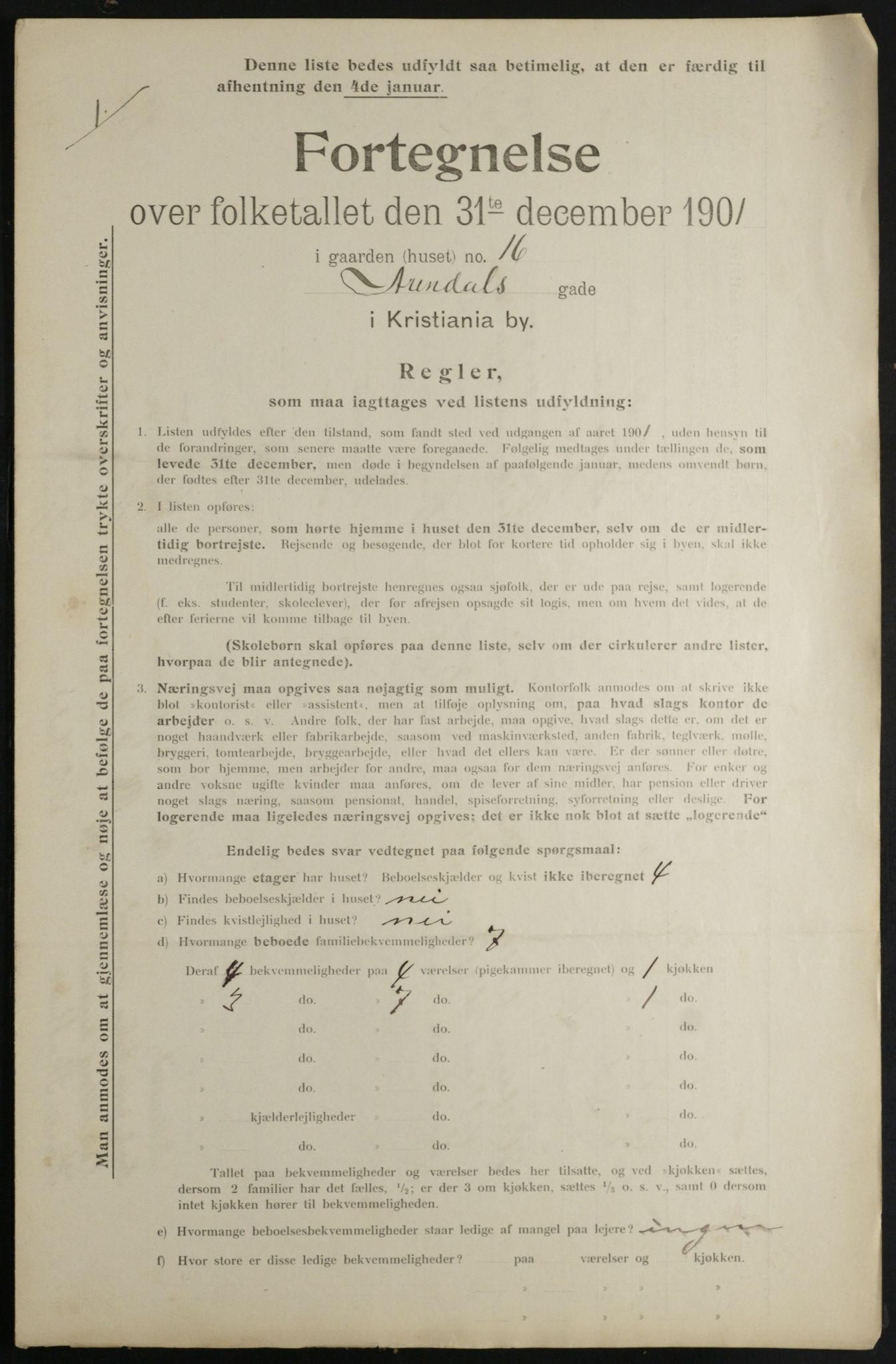 OBA, Municipal Census 1901 for Kristiania, 1901, p. 418