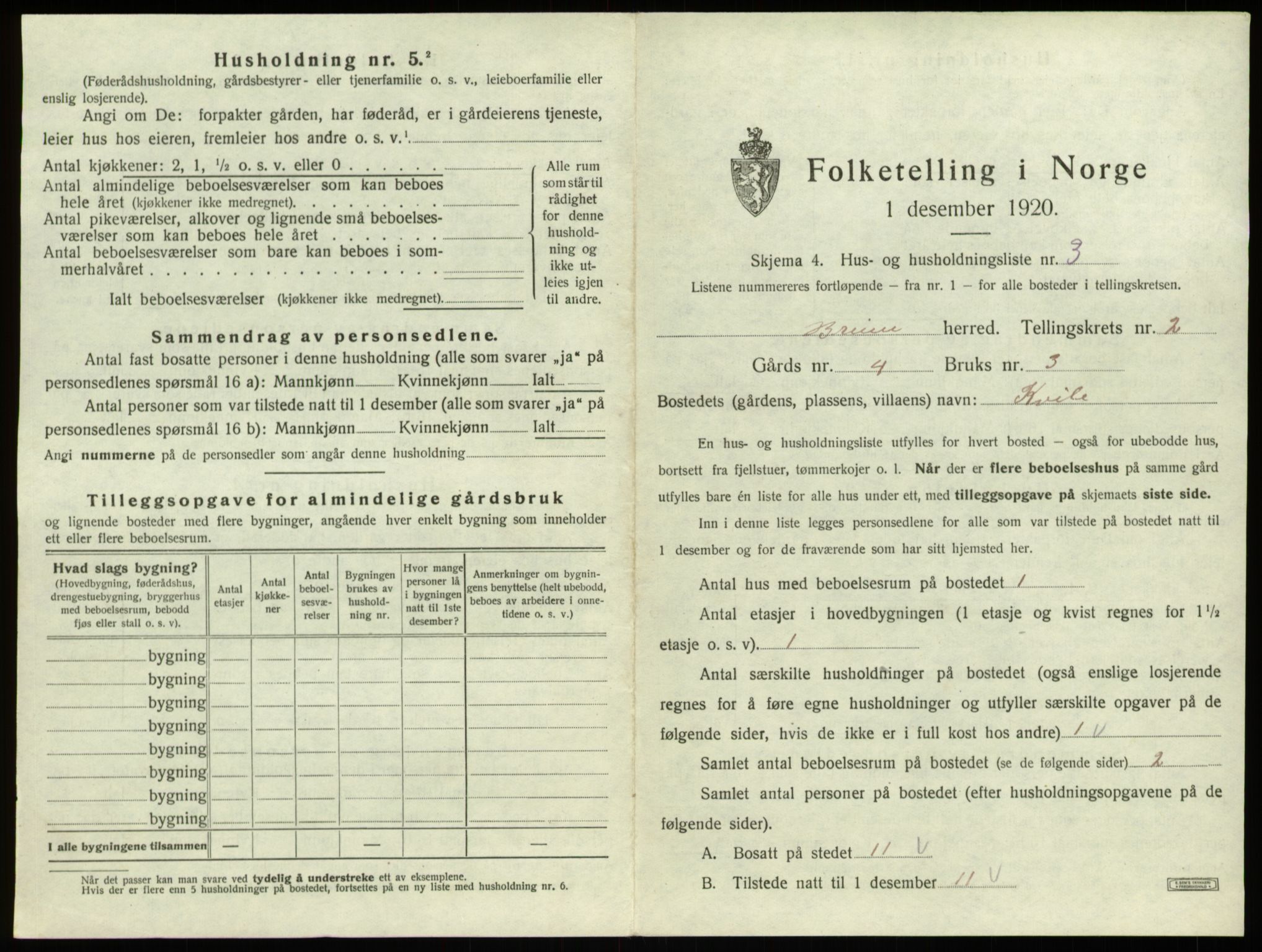 SAB, 1920 census for Breim, 1920, p. 70