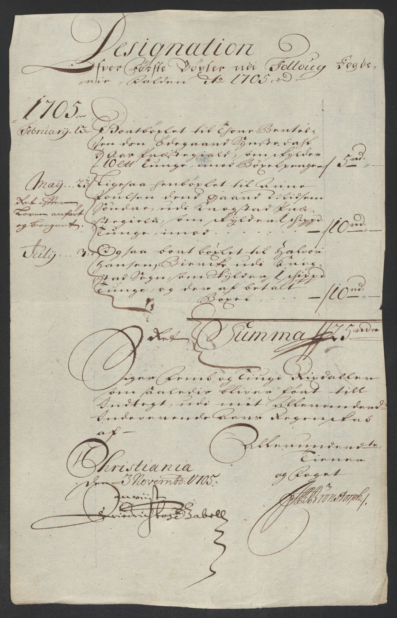 Rentekammeret inntil 1814, Reviderte regnskaper, Fogderegnskap, AV/RA-EA-4092/R10/L0446: Fogderegnskap Aker og Follo, 1705-1706, p. 43