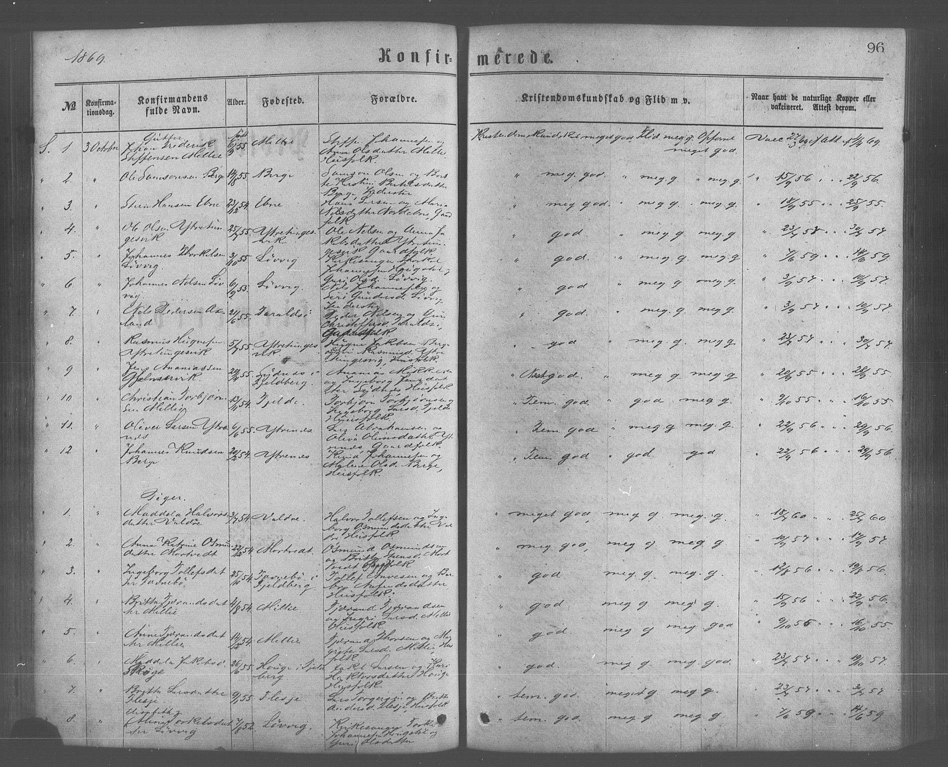 Skånevik sokneprestembete, SAB/A-77801/H/Haa: Parish register (official) no. A 6, 1869-1878, p. 96