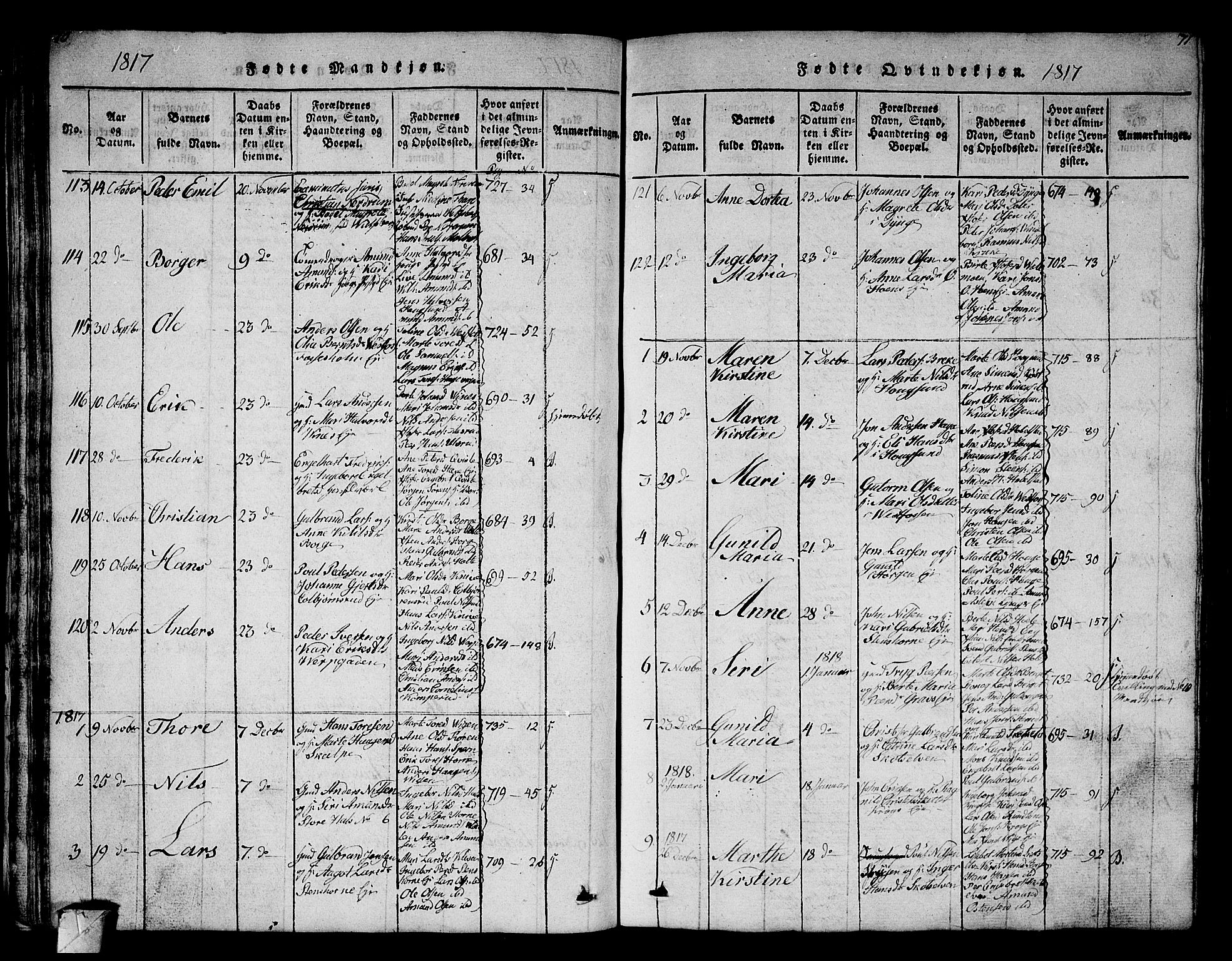 Eiker kirkebøker, AV/SAKO-A-4/G/Ga/L0001: Parish register (copy) no. I 1, 1814-1832, p. 70-71