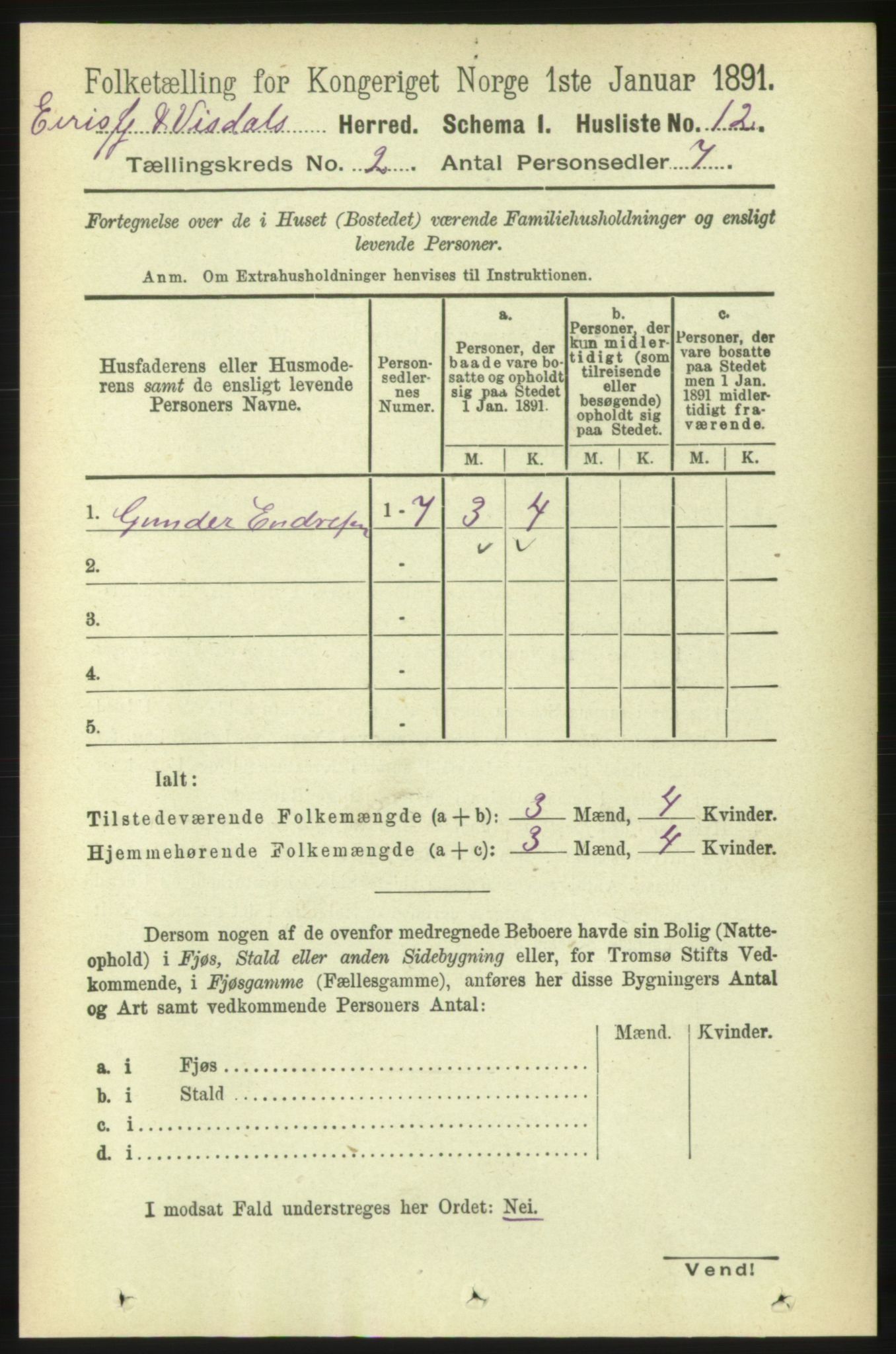 RA, 1891 census for 1542 Eresfjord og Vistdal, 1891, p. 320