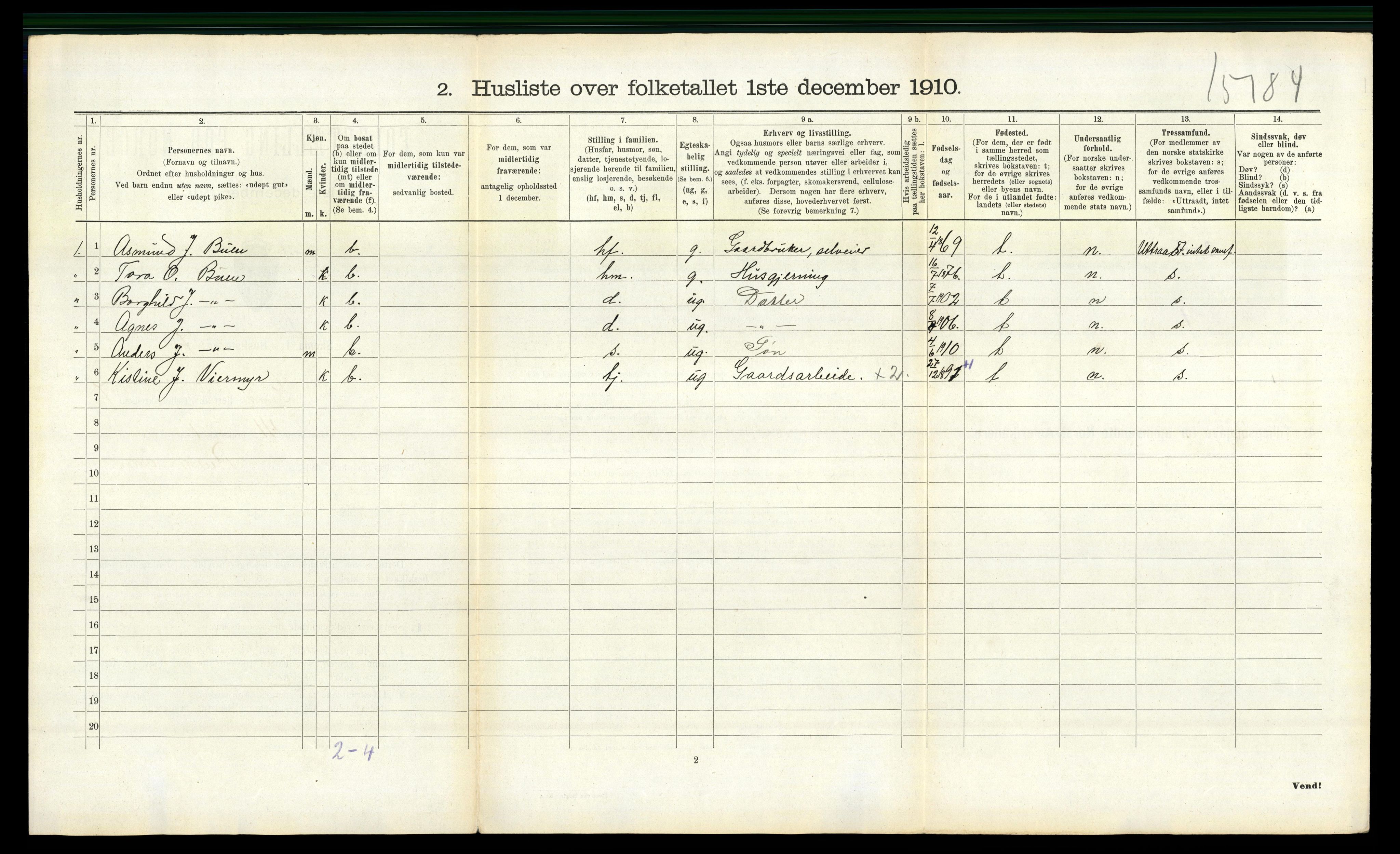 RA, 1910 census for Gransherad, 1910, p. 495