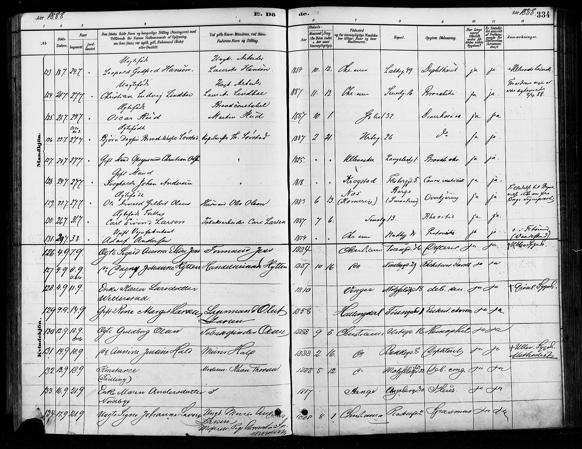 Grønland prestekontor Kirkebøker, AV/SAO-A-10848/F/Fa/L0008: Parish register (official) no. 8, 1881-1893, p. 334