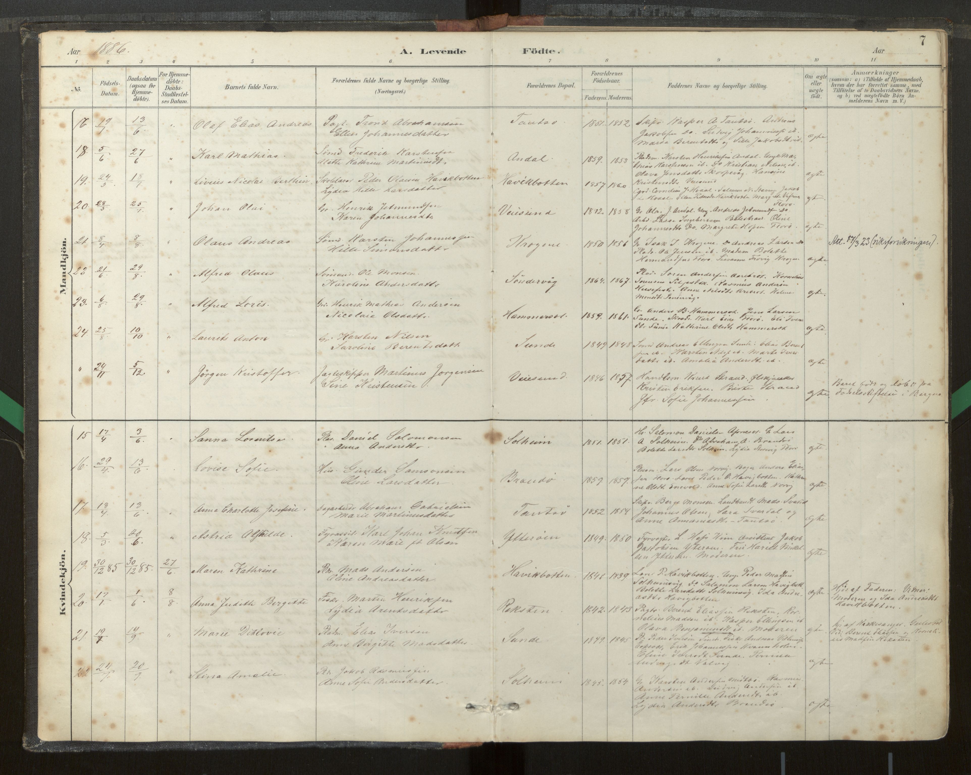 Kinn sokneprestembete, AV/SAB-A-80801/H/Haa/Haab/L0001: Parish register (official) no. B 1, 1886-1921, p. 7