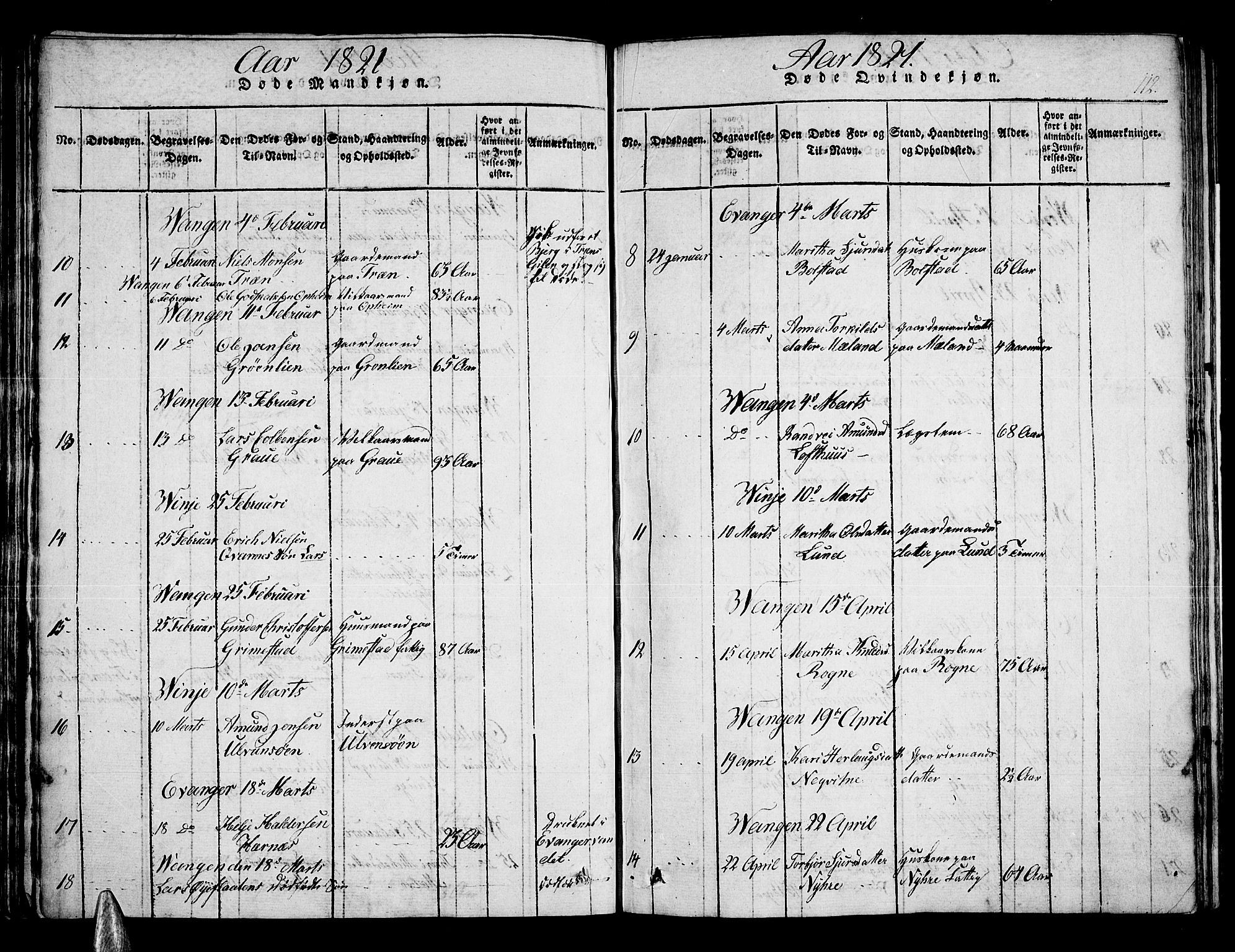 Voss sokneprestembete, SAB/A-79001/H/Haa: Parish register (official) no. A 11, 1816-1827, p. 112