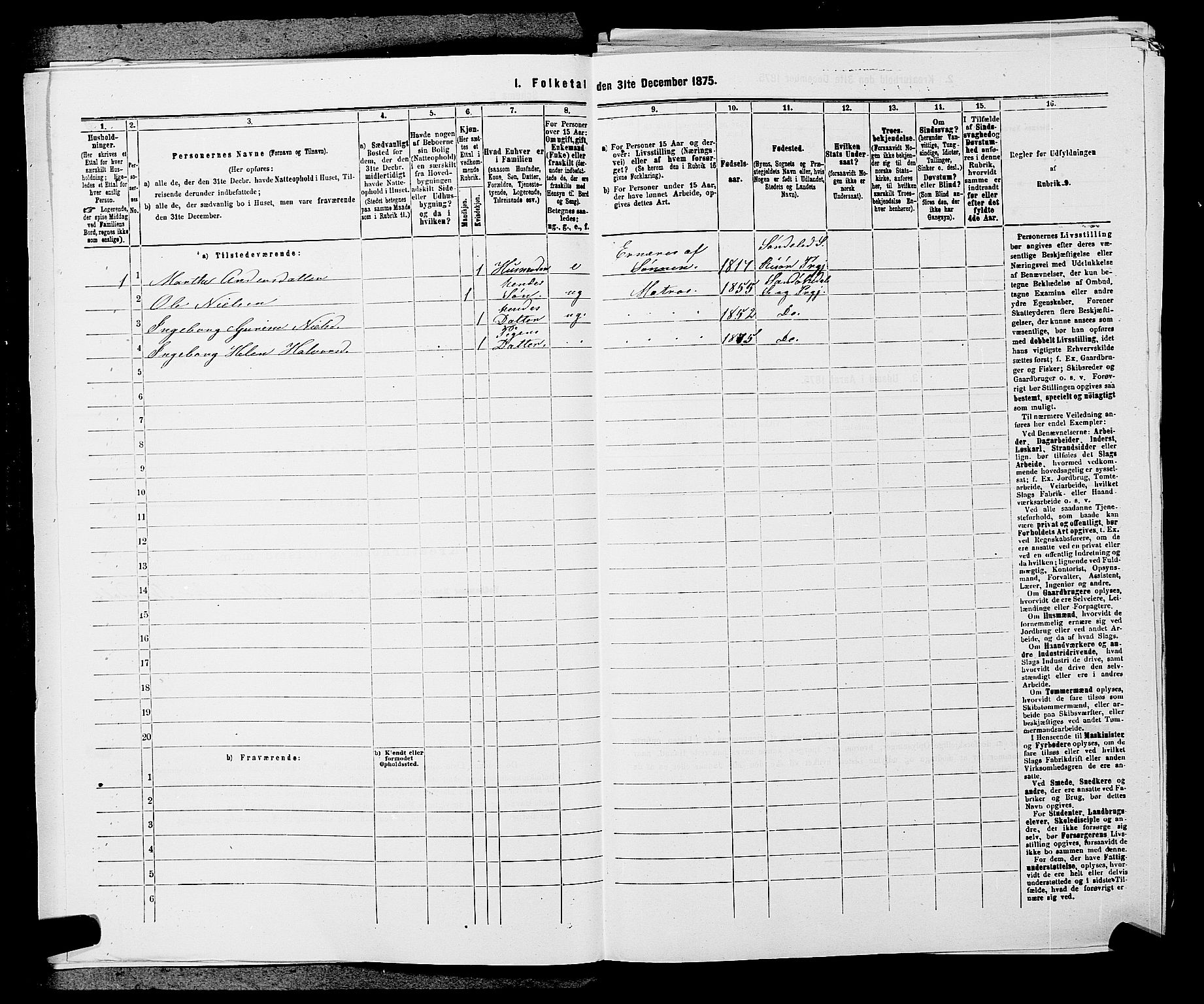 SAKO, 1875 census for 0816P Sannidal, 1875, p. 422