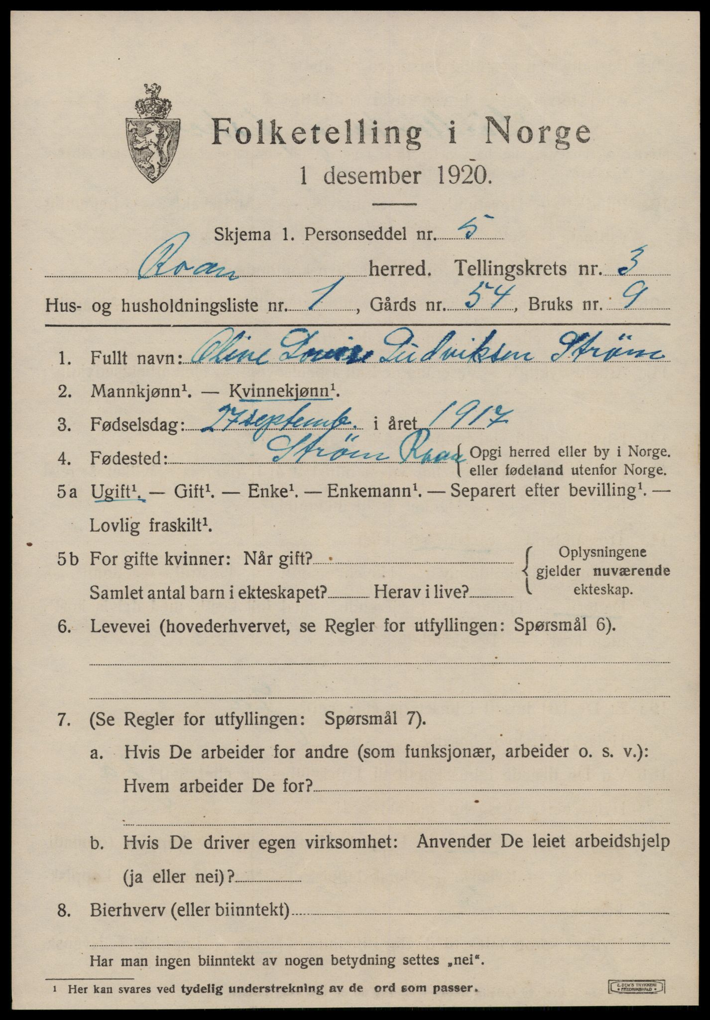 SAT, 1920 census for Roan, 1920, p. 2261