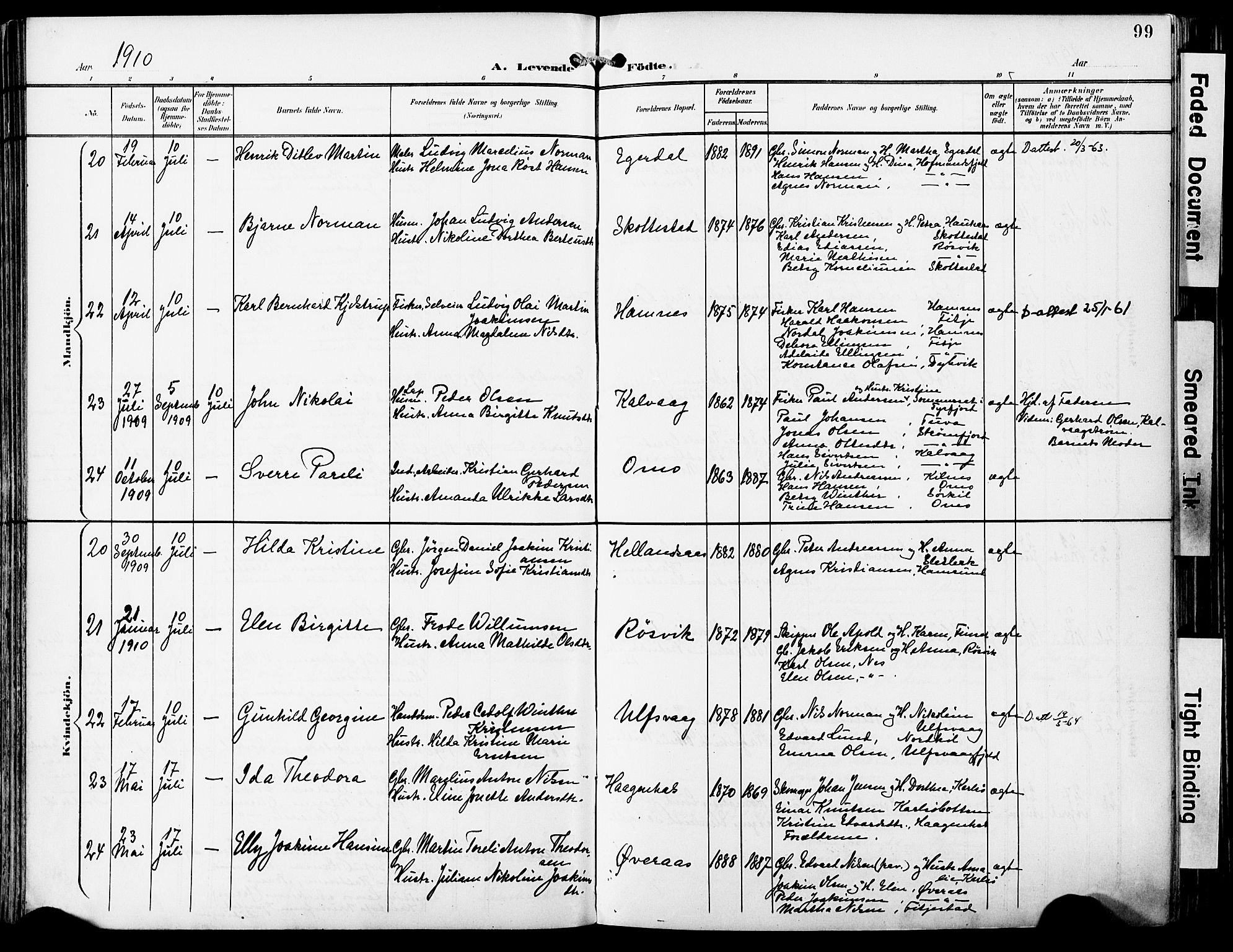 Ministerialprotokoller, klokkerbøker og fødselsregistre - Nordland, SAT/A-1459/859/L0848: Parish register (official) no. 859A08, 1900-1912, p. 99