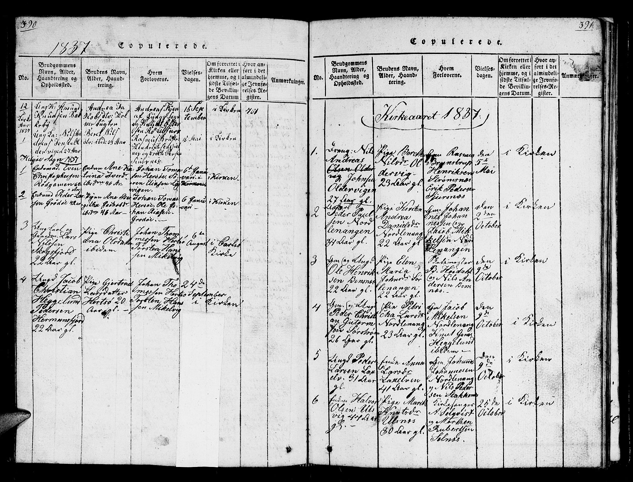Karlsøy sokneprestembete, SATØ/S-1299/H/Ha/Hab/L0001klokker: Parish register (copy) no. 1, 1821-1840, p. 390-391