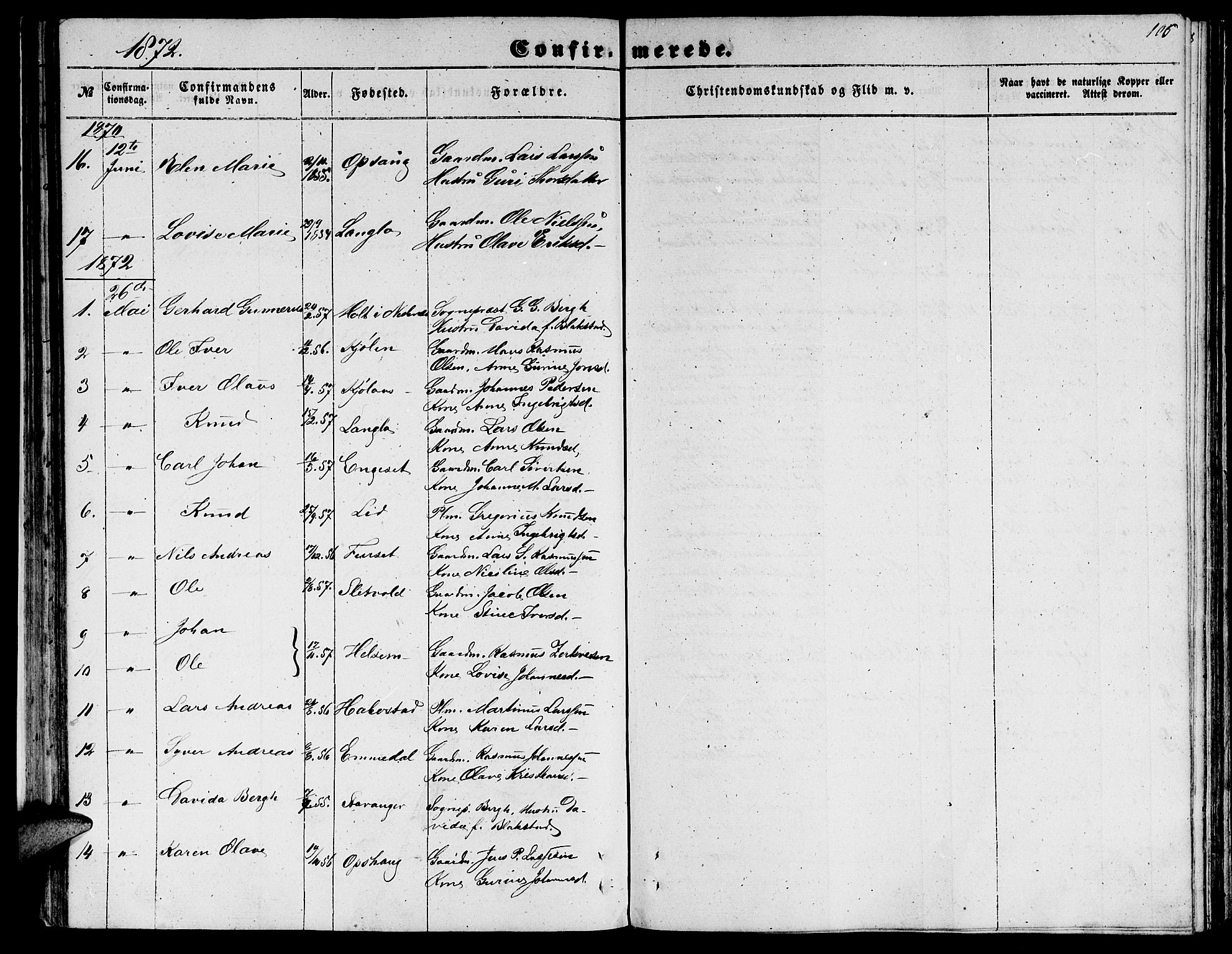 Ministerialprotokoller, klokkerbøker og fødselsregistre - Møre og Romsdal, AV/SAT-A-1454/520/L0291: Parish register (copy) no. 520C03, 1854-1881, p. 106