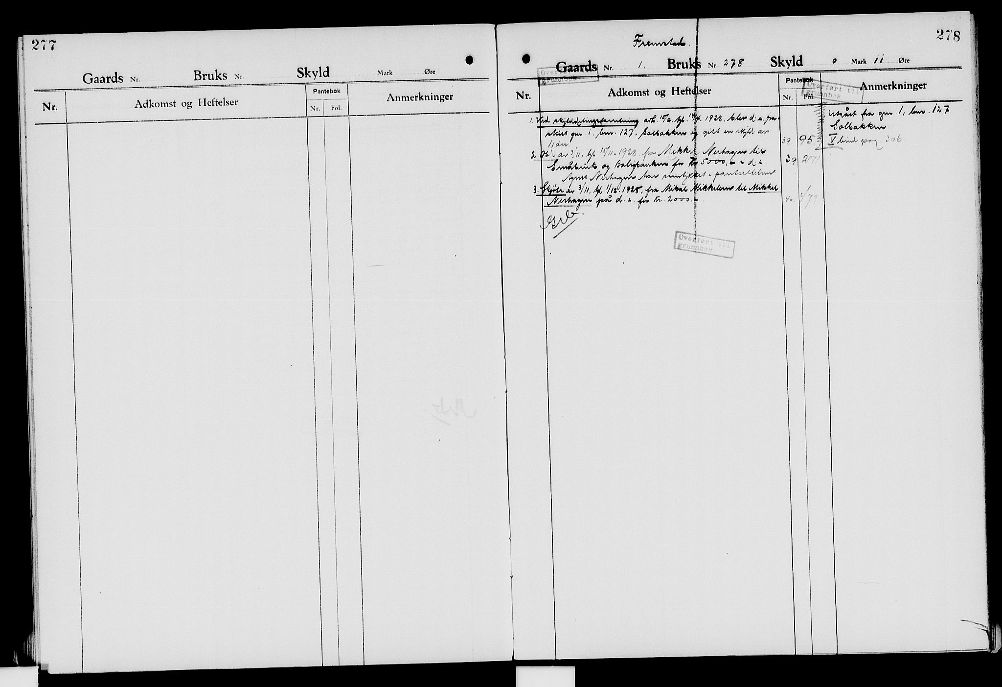 Nord-Hedmark sorenskriveri, SAH/TING-012/H/Ha/Had/Hade/L0007: Mortgage register no. 4.7, 1924-1940, p. 277-278