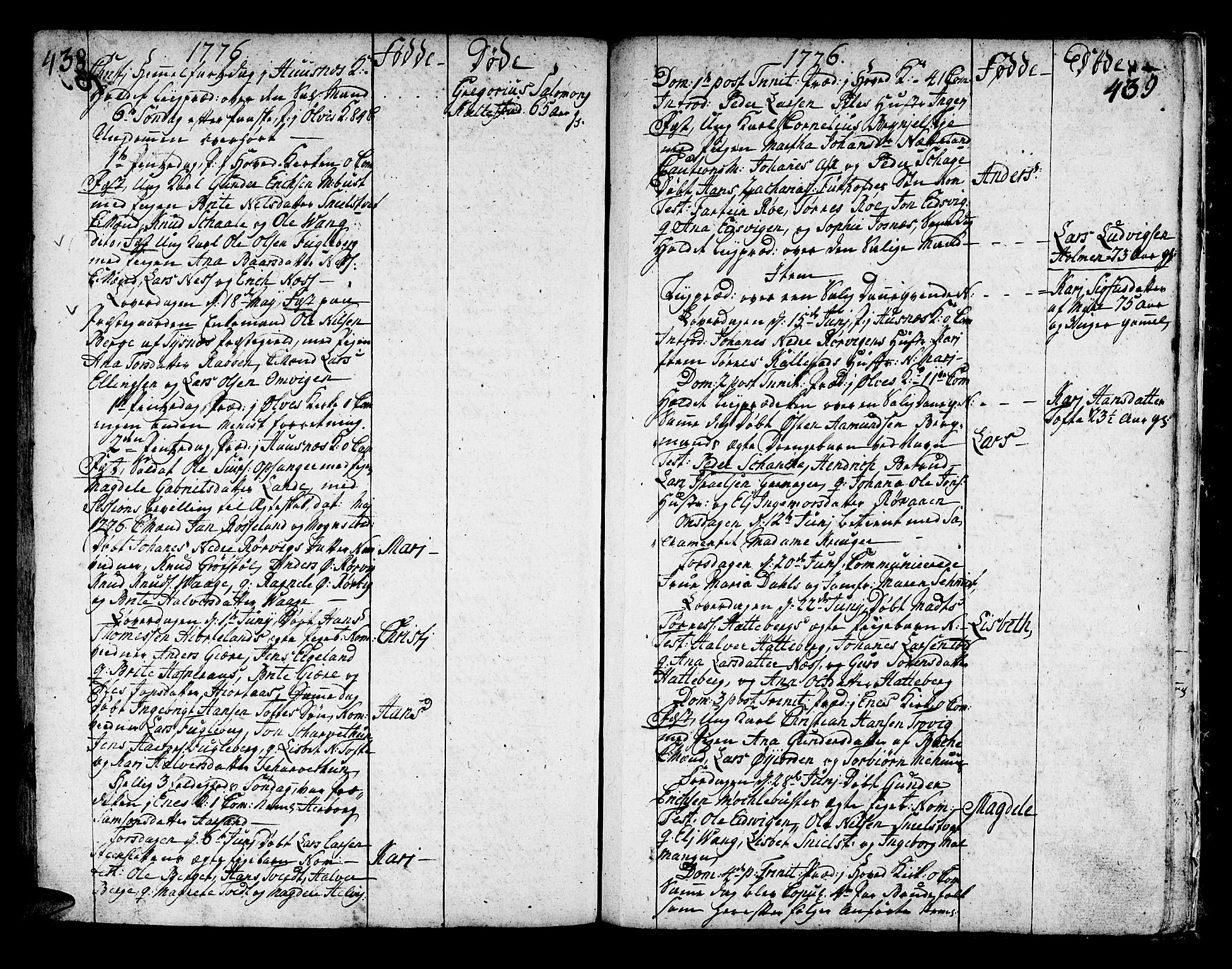 Kvinnherad sokneprestembete, AV/SAB-A-76401/H/Haa: Parish register (official) no. A 3, 1754-1777, p. 438-439