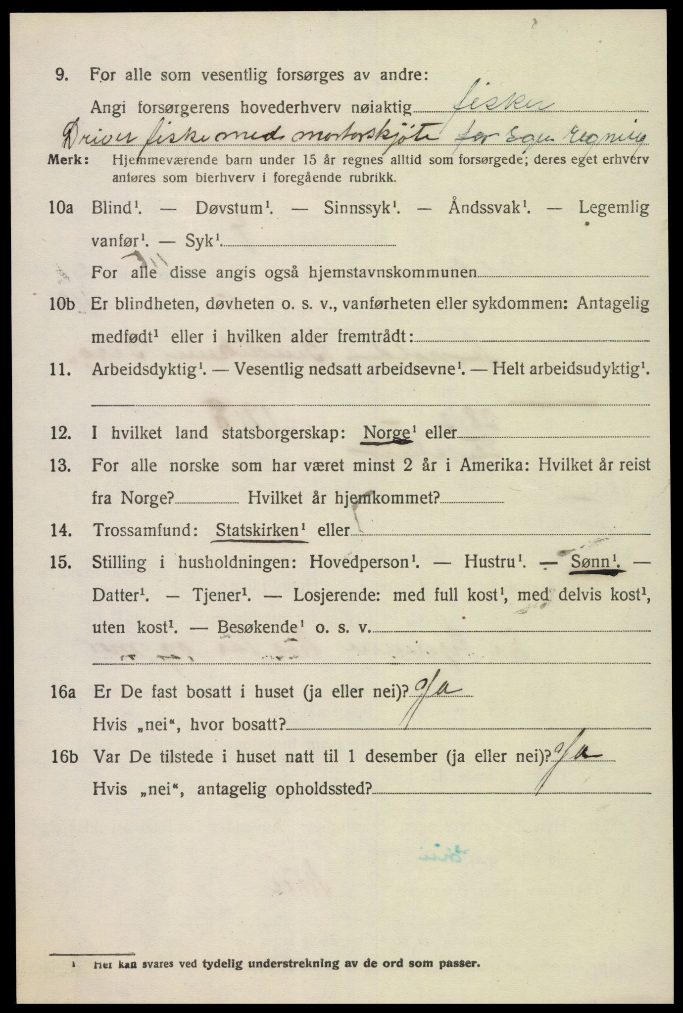 SAK, 1920 census for Oddernes, 1920, p. 2828