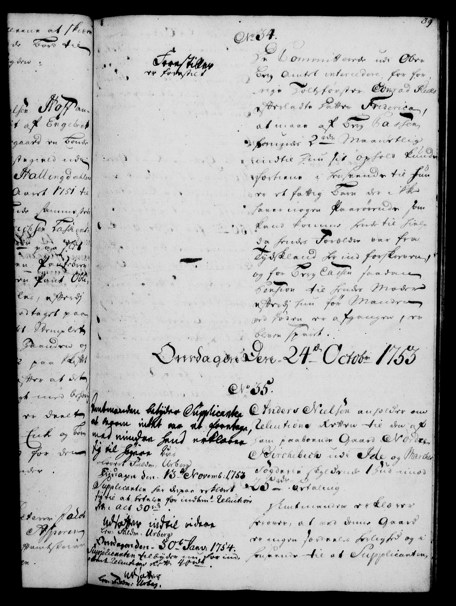 Rentekammeret, Kammerkanselliet, RA/EA-3111/G/Gh/Gha/L0032: Norsk ekstraktmemorialprotokoll (merket RK 53.77), 1753-1755, p. 39