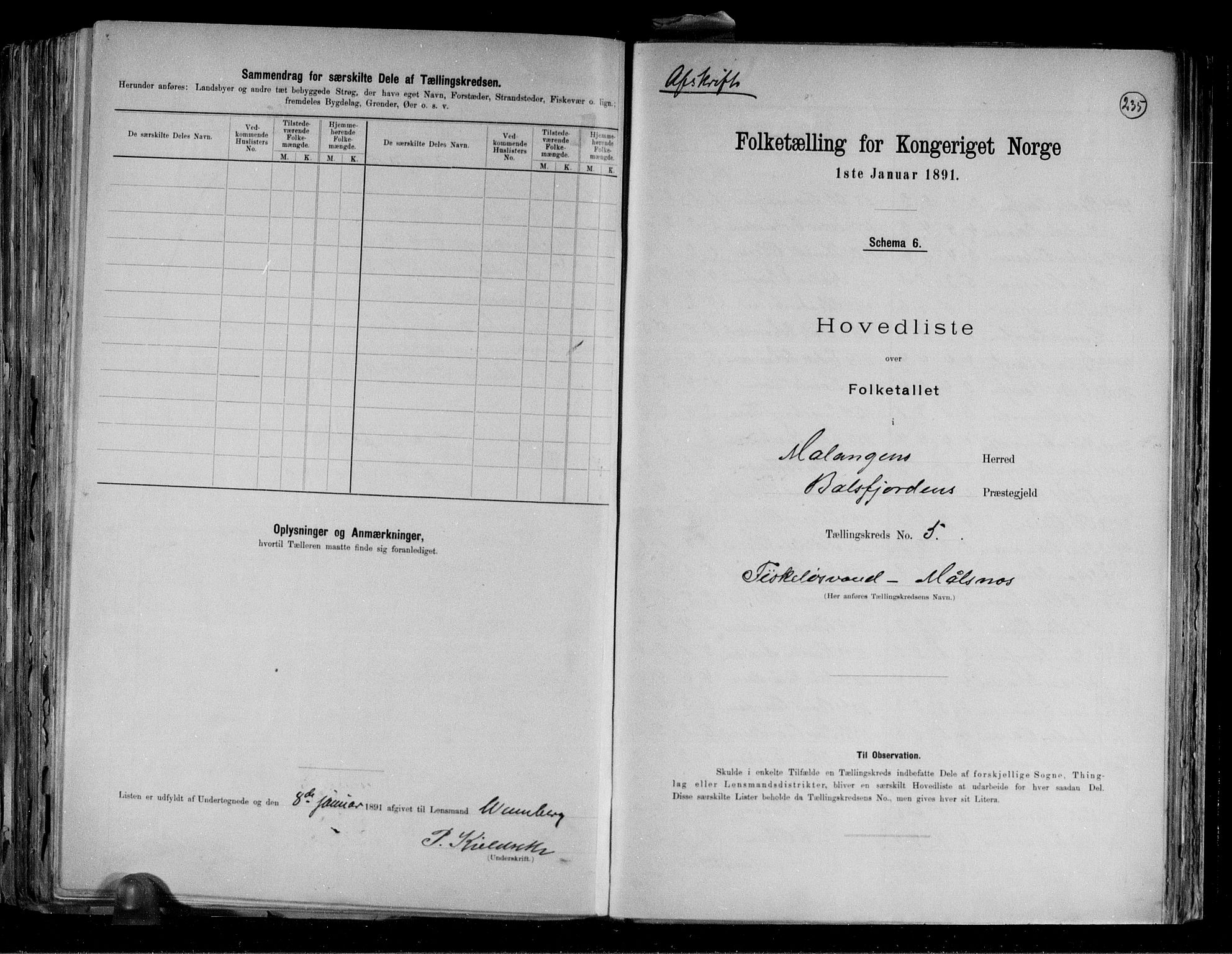 RA, 1891 census for 1932 Malangen, 1891, p. 12
