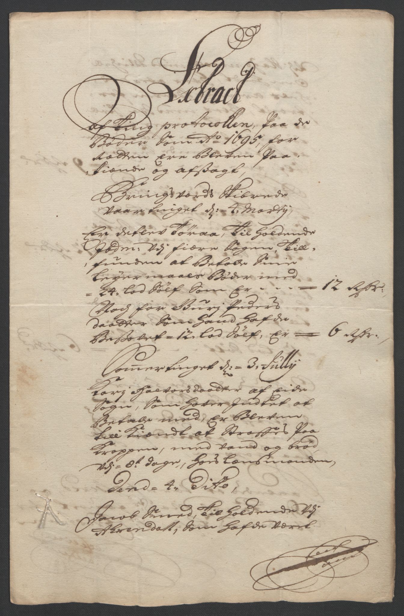 Rentekammeret inntil 1814, Reviderte regnskaper, Fogderegnskap, RA/EA-4092/R39/L2312: Fogderegnskap Nedenes, 1693-1695, p. 252