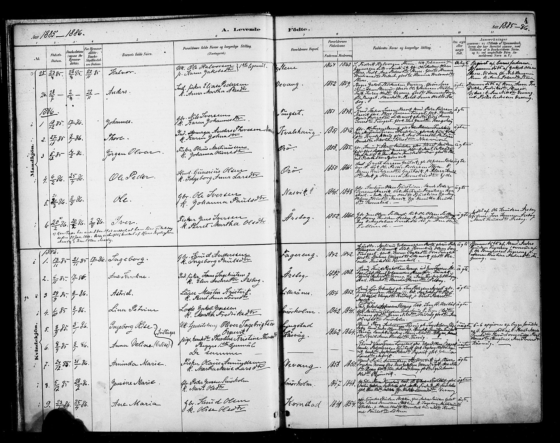 Ministerialprotokoller, klokkerbøker og fødselsregistre - Møre og Romsdal, SAT/A-1454/570/L0832: Parish register (official) no. 570A06, 1885-1900, p. 4