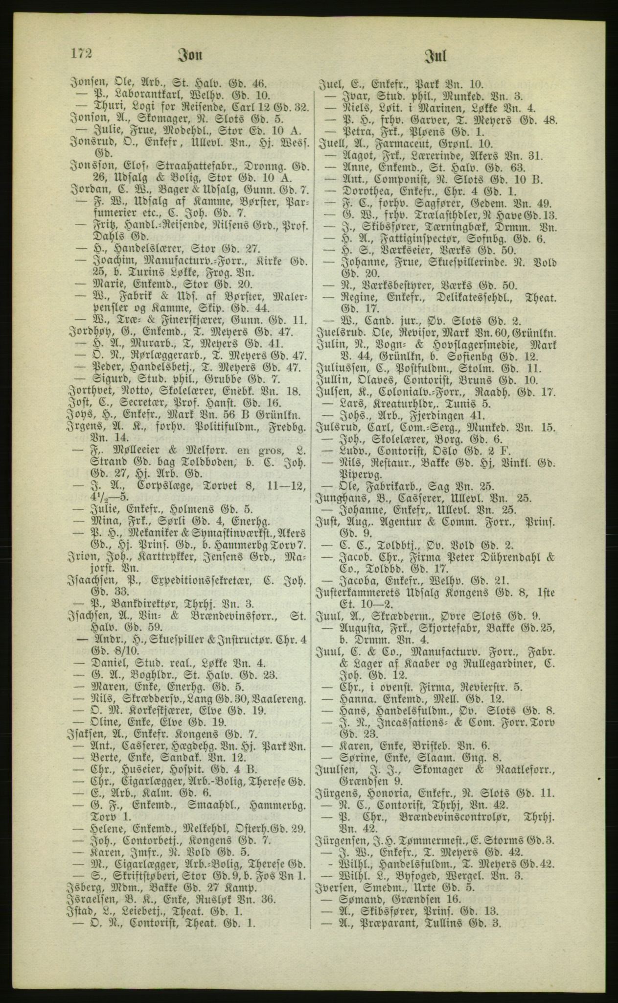 Kristiania/Oslo adressebok, PUBL/-, 1880, p. 172