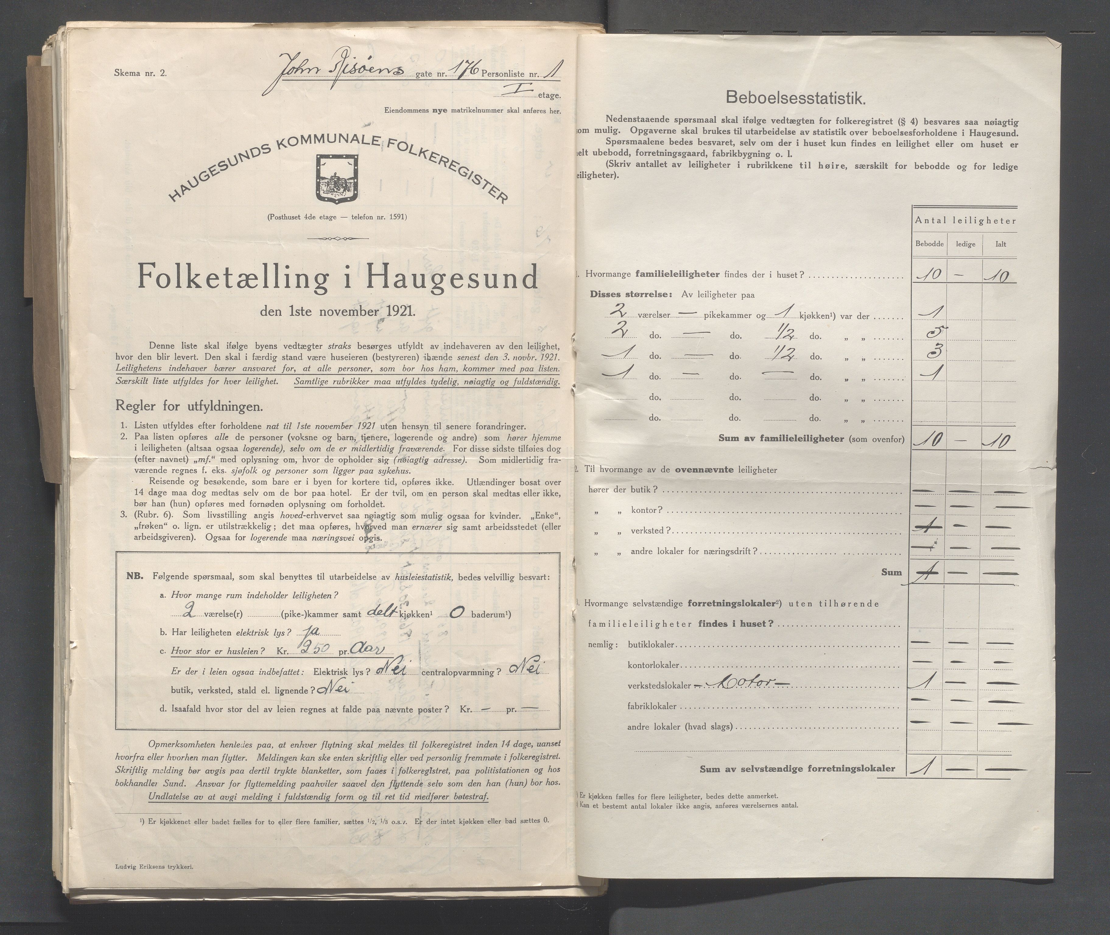 IKAR, Local census 1.11.1921 for Haugesund, 1921, p. 7035