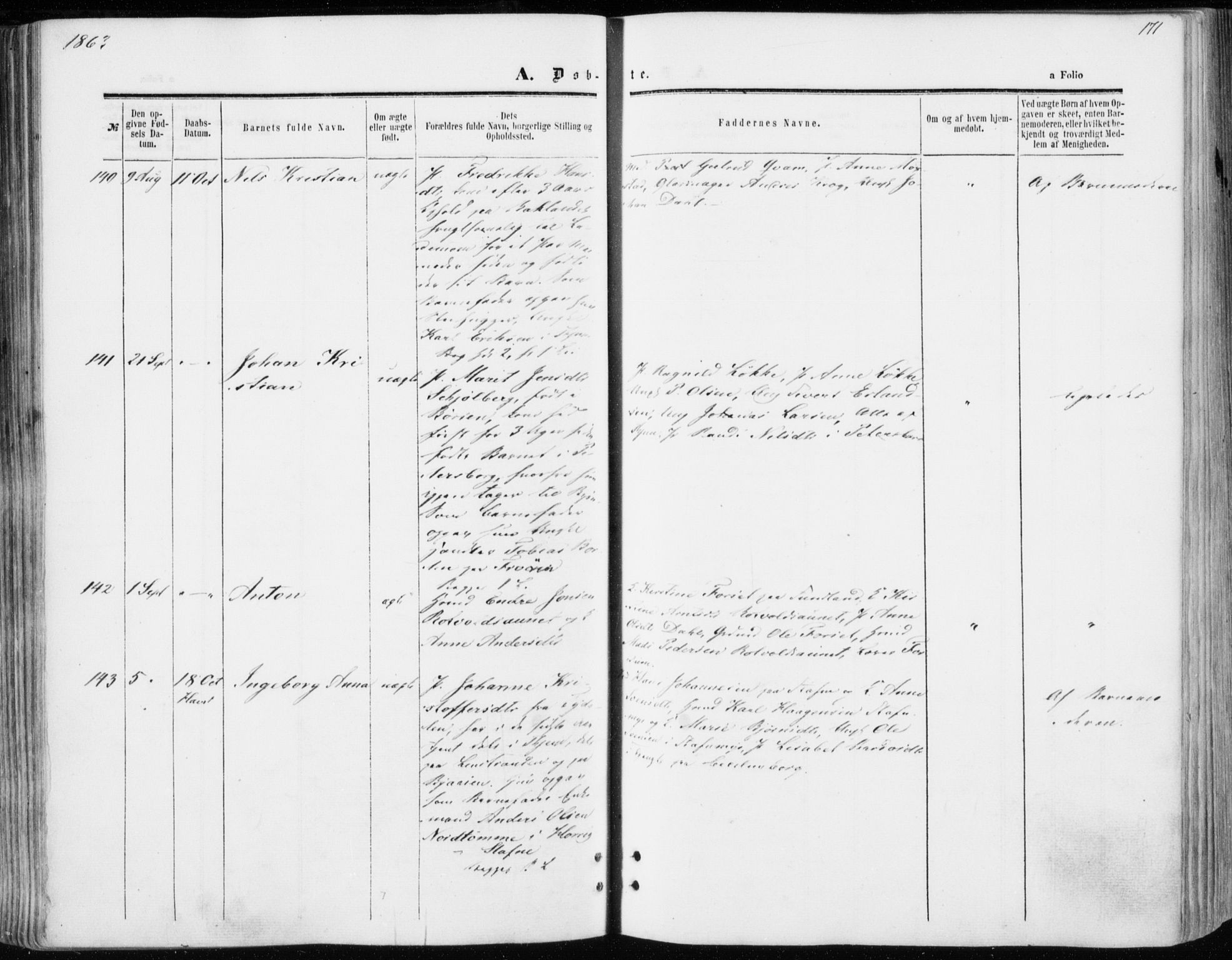 Ministerialprotokoller, klokkerbøker og fødselsregistre - Sør-Trøndelag, AV/SAT-A-1456/606/L0292: Parish register (official) no. 606A07, 1856-1865, p. 171