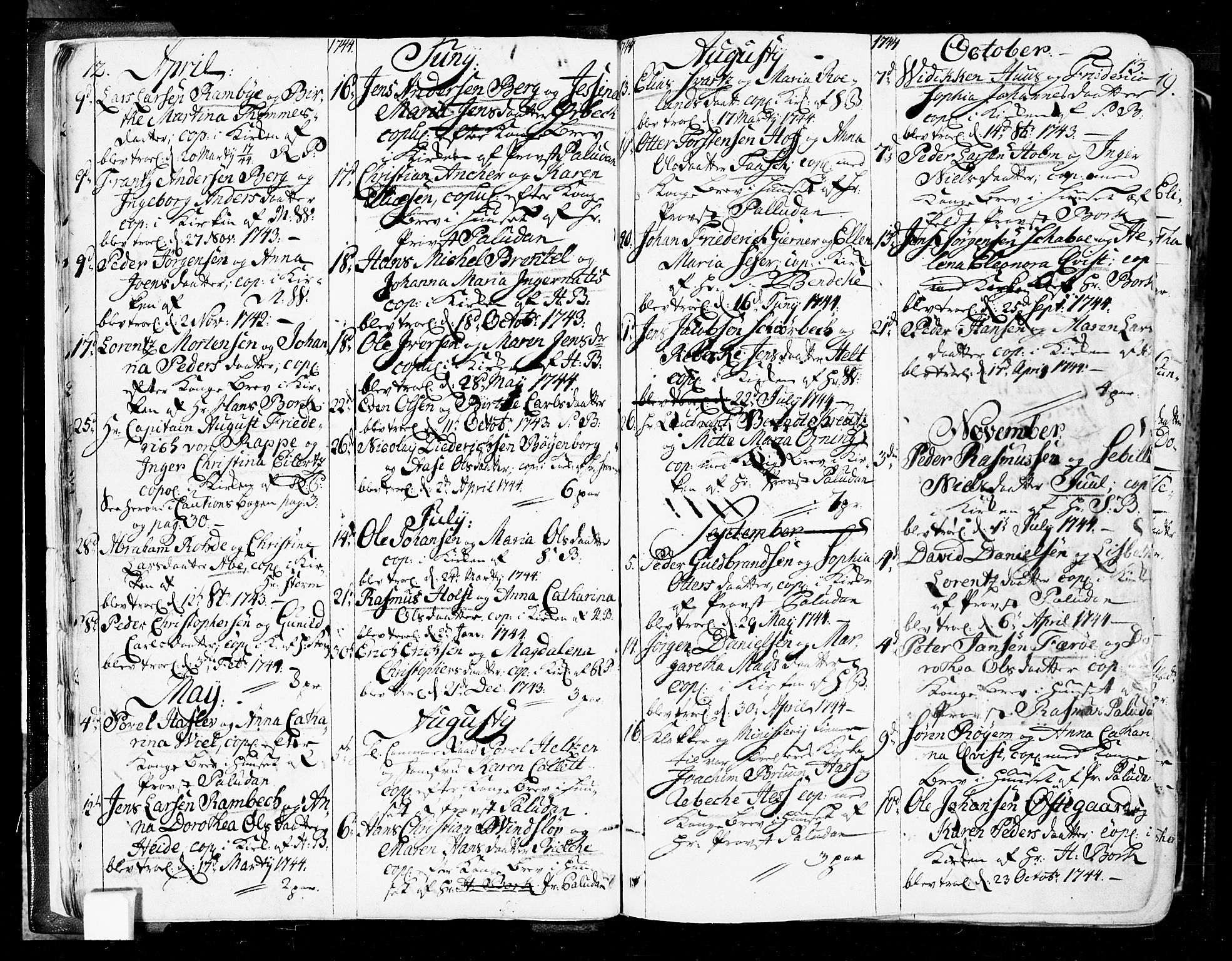 Oslo domkirke Kirkebøker, SAO/A-10752/F/Fa/L0004: Parish register (official) no. 4, 1743-1786, p. 12-13