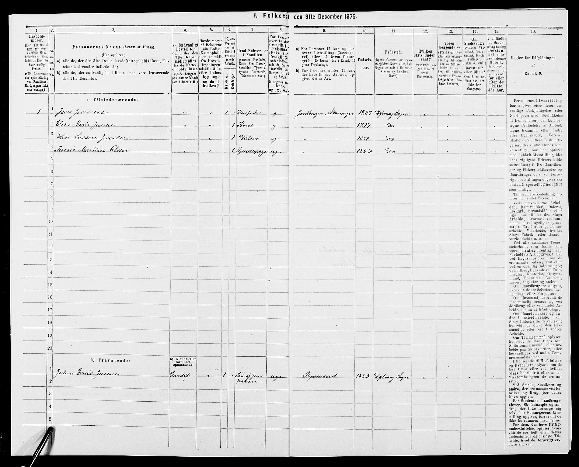 SAK, 1875 census for 0915P Dypvåg, 1875, p. 176