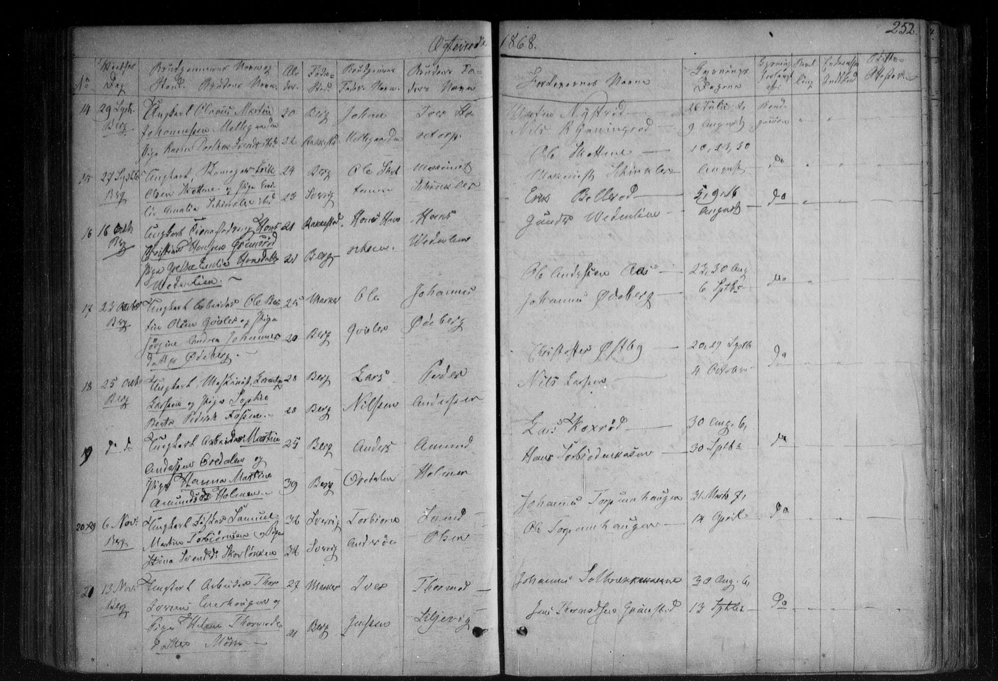 Berg prestekontor Kirkebøker, SAO/A-10902/F/Fa/L0005: Parish register (official) no. I 5, 1861-1877, p. 252