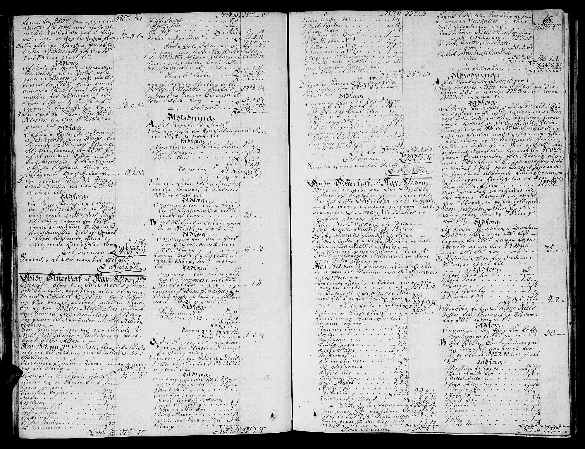 Fosen sorenskriveri, SAT/A-1107/1/3/3A/L0017: Skifteprotokoll 12 I	, 1805-1827, p. 67b-68a