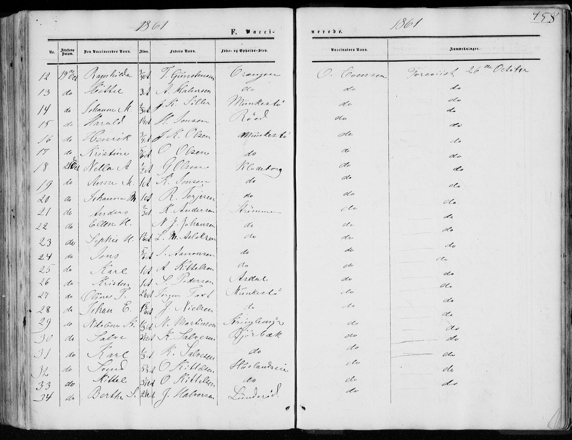 Øyestad sokneprestkontor, AV/SAK-1111-0049/F/Fa/L0015: Parish register (official) no. A 15, 1857-1873, p. 458